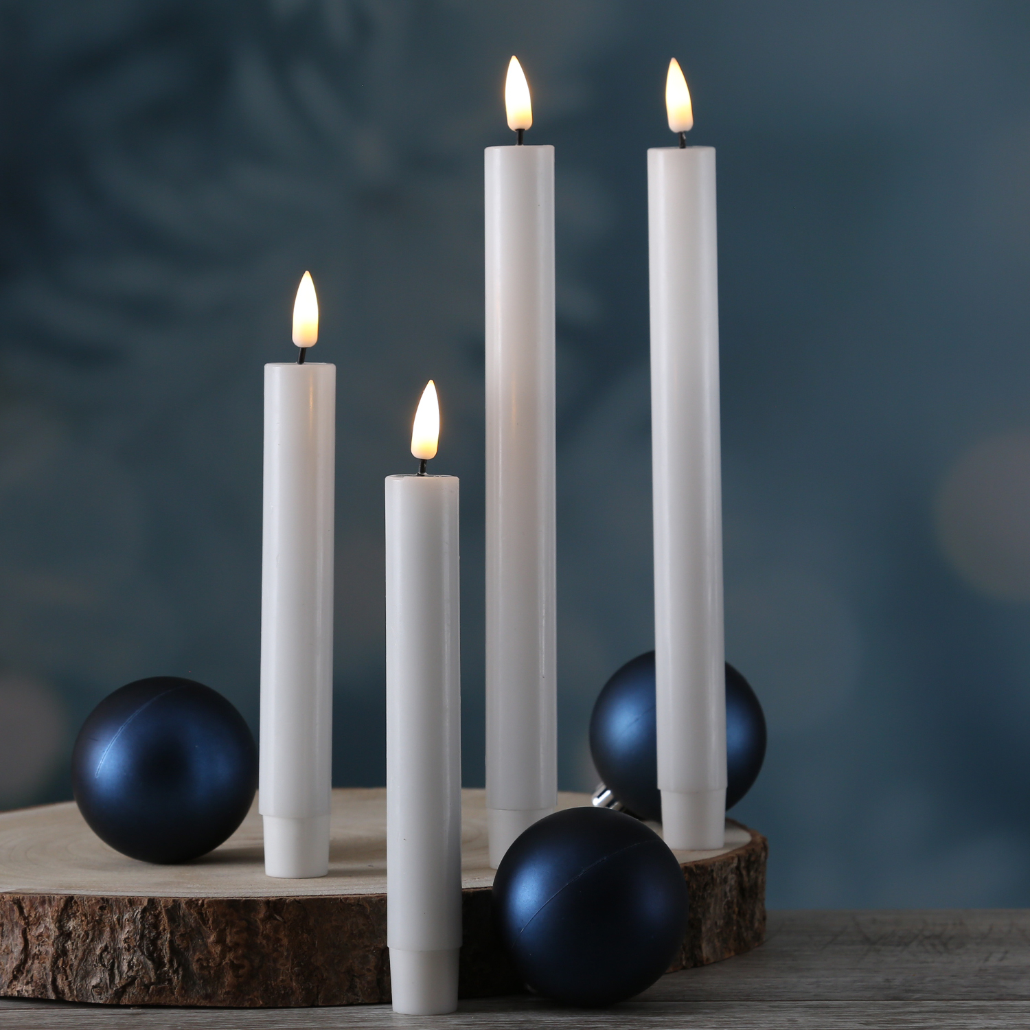 LED Stabkerzen MIA - Echtwachs - realistische 3D Flamme - H: 24cm - Batteriebetrieb - weiß - 2 Stk