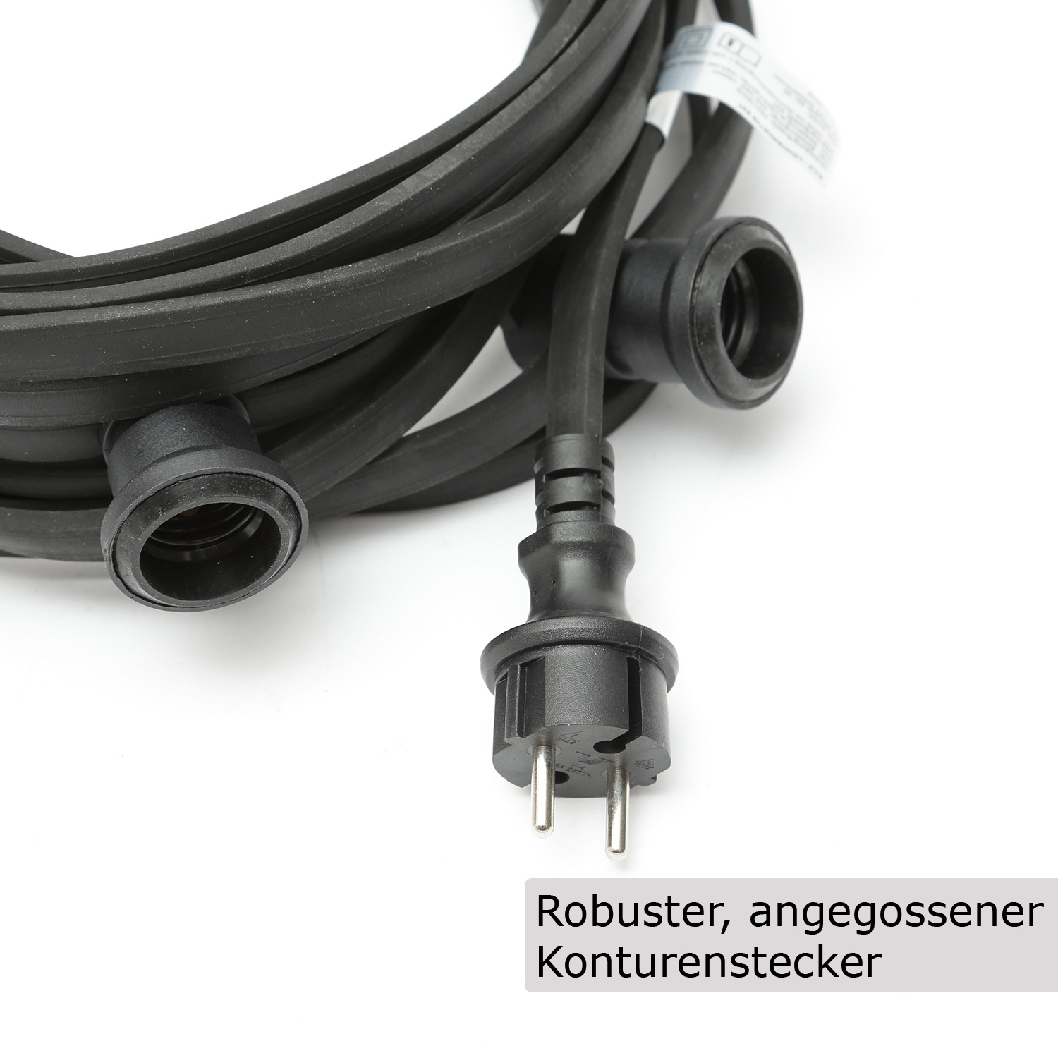 Illu-/Partylichterkette BLACKY 5m - Außenlichterkette schwarz - 5 x E27 Schraubfassung