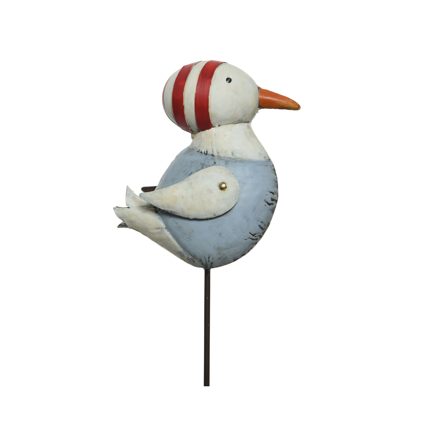 Gartenstecker Ente Molly - Beetstecker - Gartendeko - H: 75cm - für Außen - weiß/rot