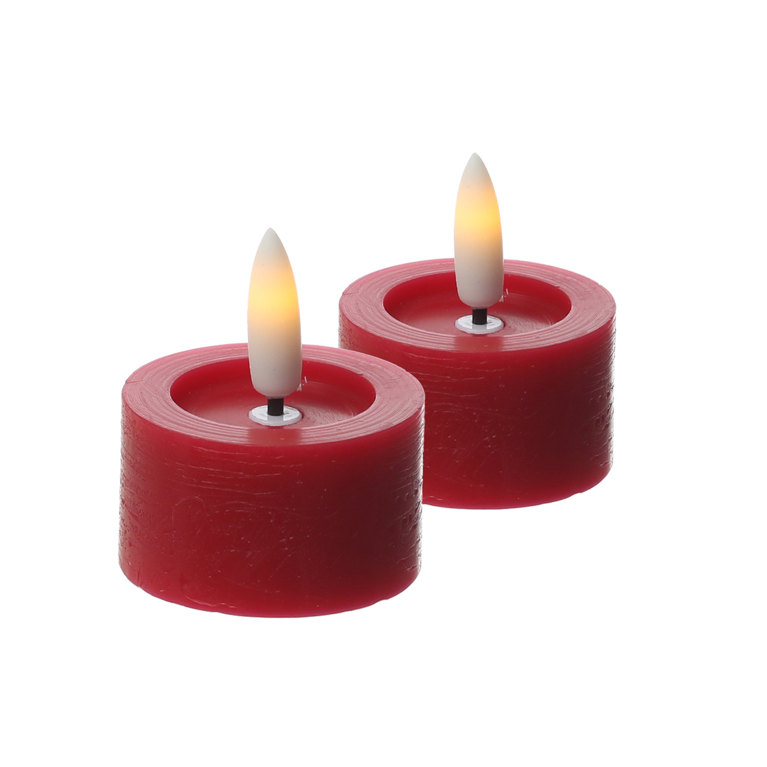 LED Teelichter LINA - Rustik-Optik - Echtwachs - Timer - mit Batterien - D: 4,5cm H: 5cm - 2St.