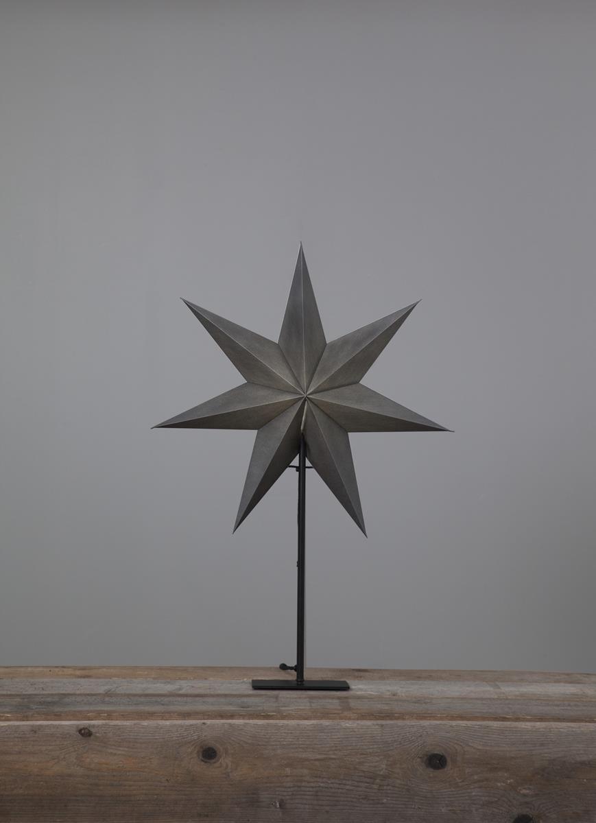 Papierstern "Ozen" - stehend - 7-zackig - Ø 55cm, H: 75cm - E14 Fassung - inkl. Kabel - anthrazit