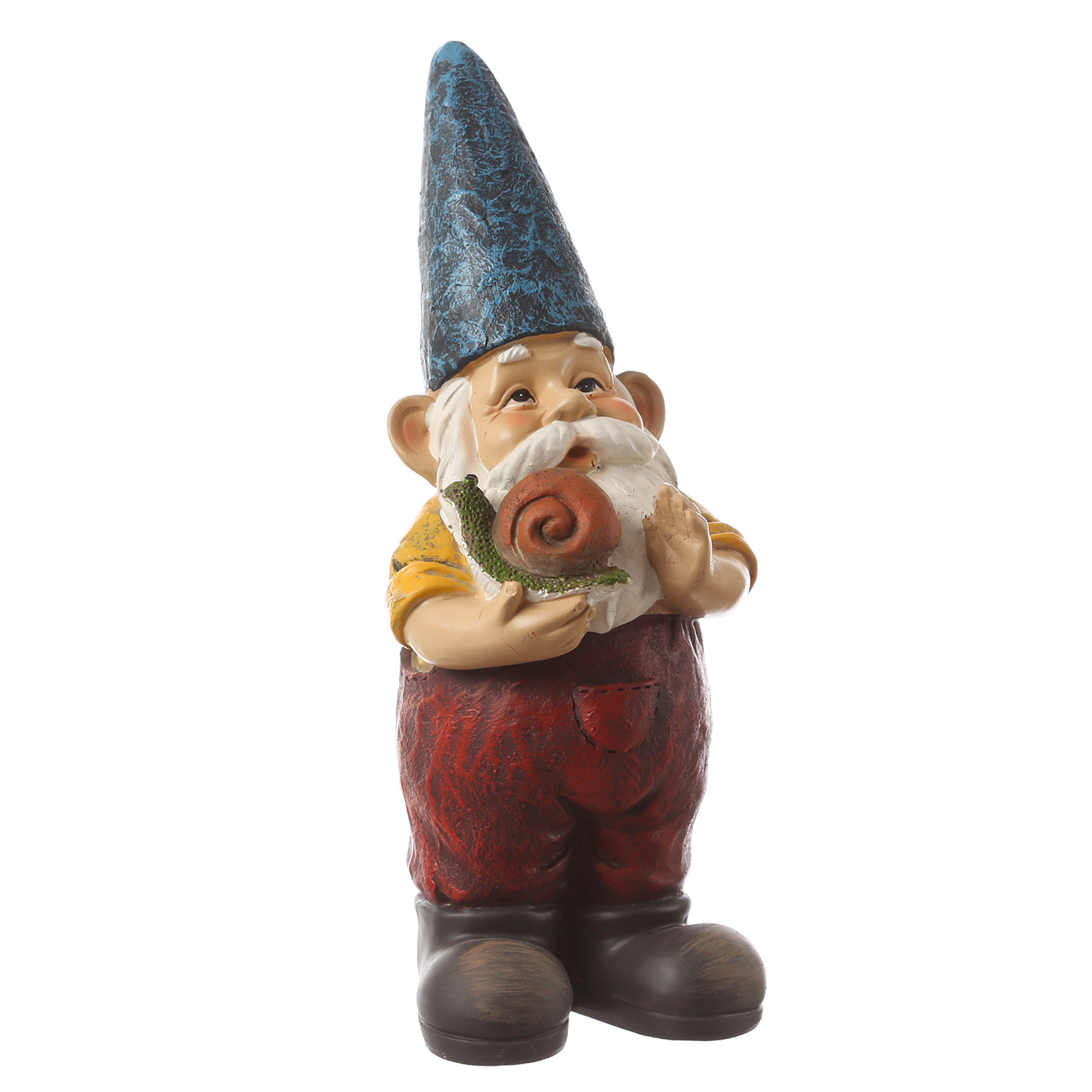 Gartenzwerg HANS - Zwerg mit Schnecke - Dekofigur - Polyresin - H- 29cm - bunt