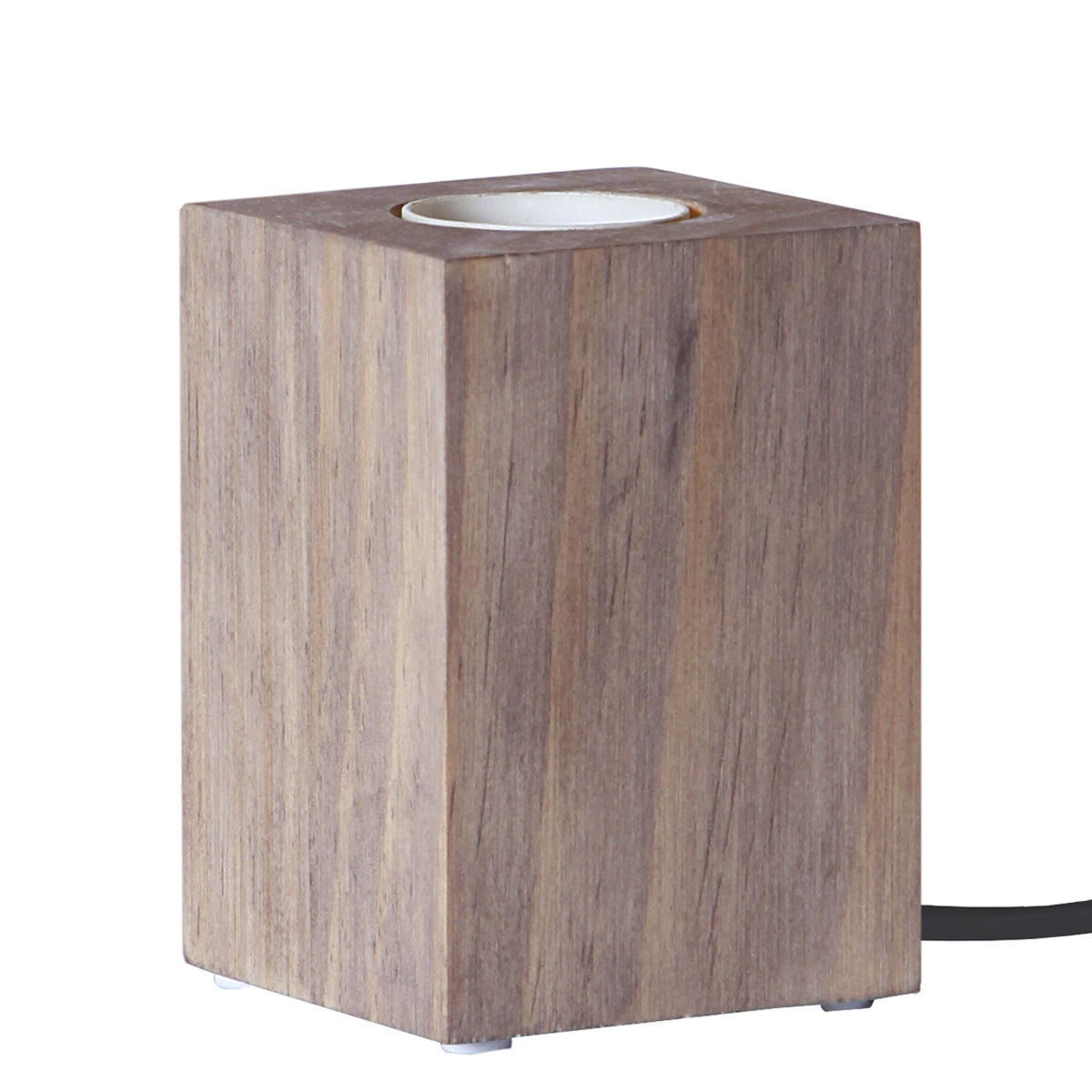 Lampenhalterung LYS - Tischleuchte - E27 - H: 10cm - stehend - Kabel mit Schalter - Holz - braun