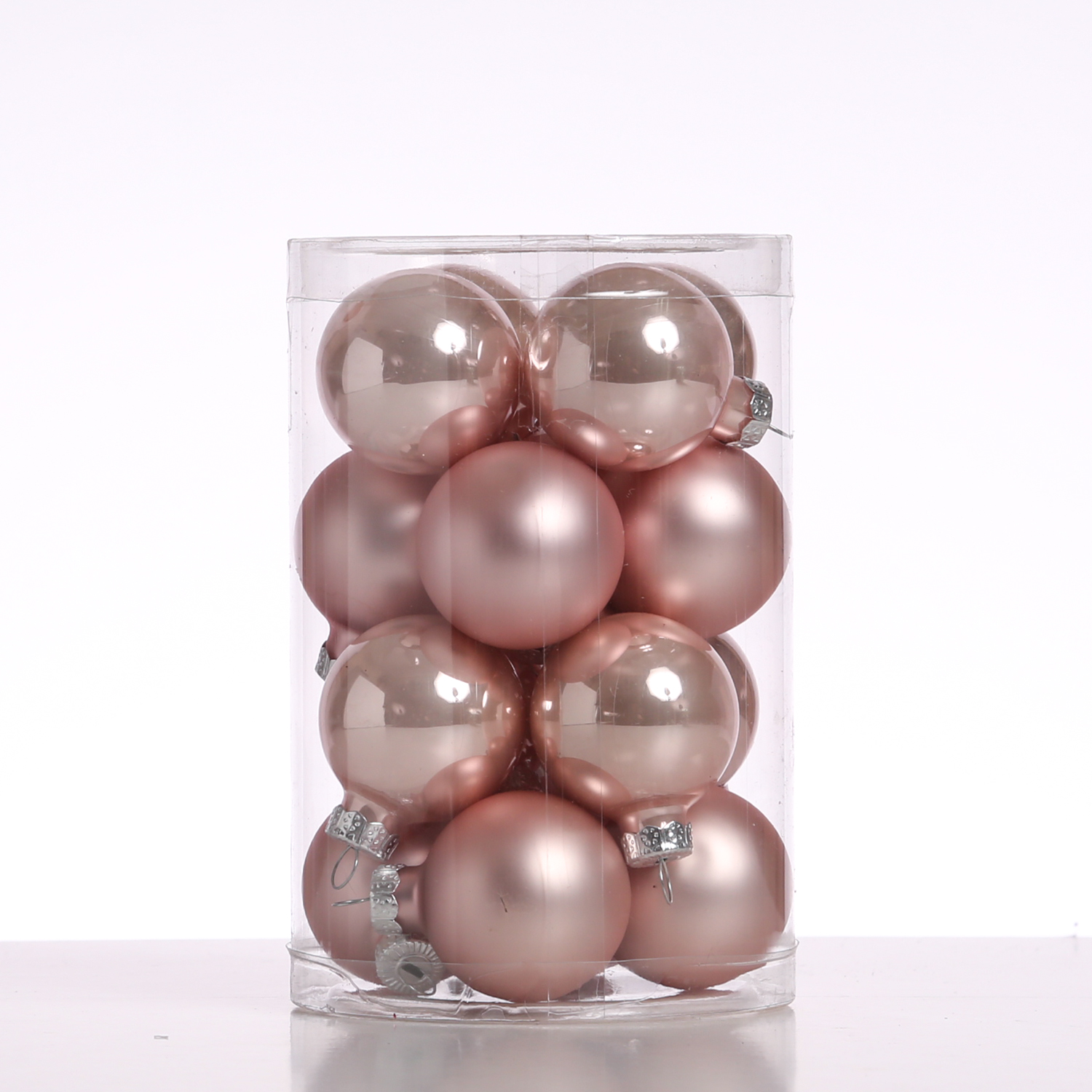Christbaumkugel - Glas - D: 3,5cm - glänzend und matt - puderrosa - 16er Set Christbaumkugel - Glas - D: 3,5cm - glänzend und matt - puderrosa - 16er Set