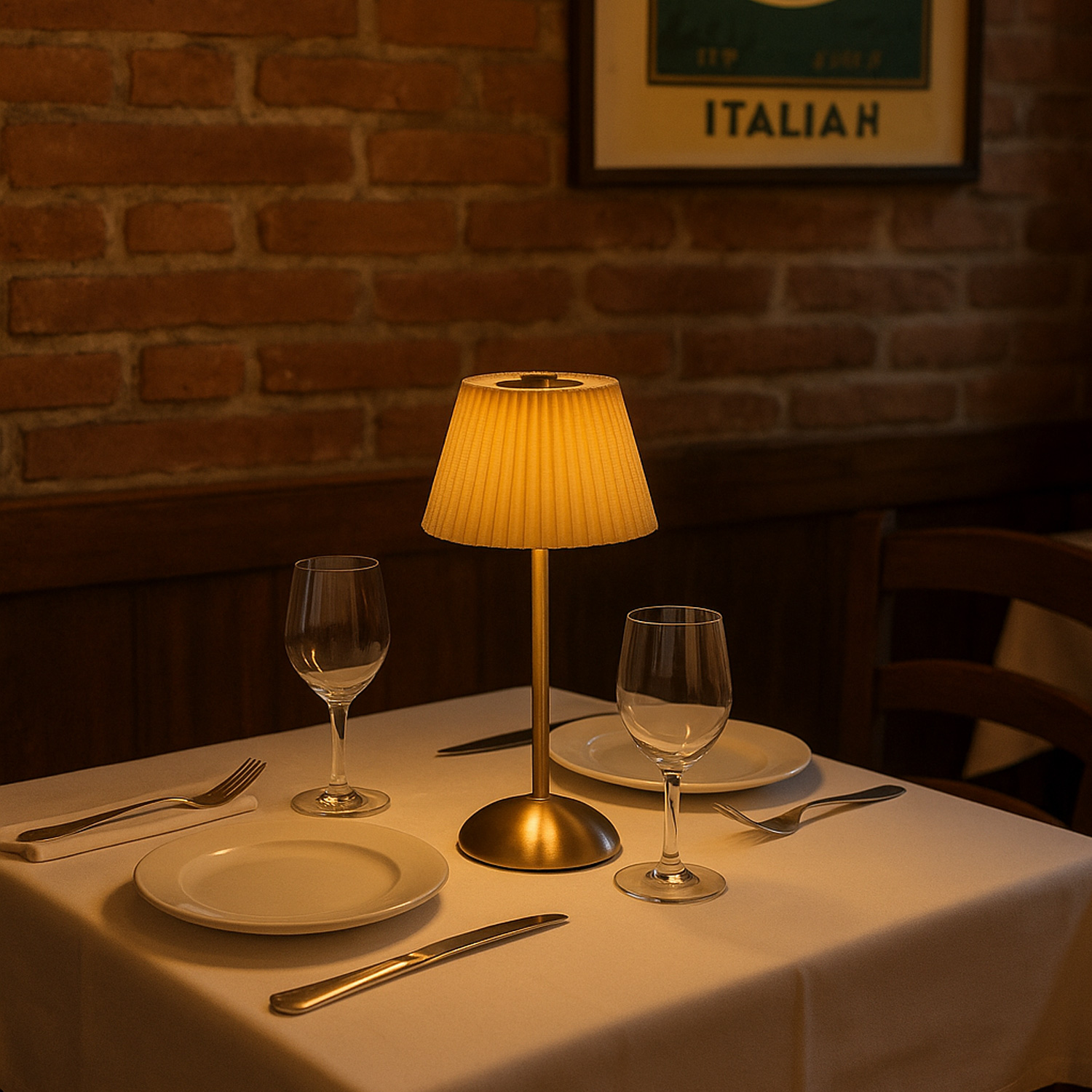 LED Tischlampe GENUA - wiederaufladbar per USB - 3 Lichtfarben - dimmbar - H:30,5cm - braun