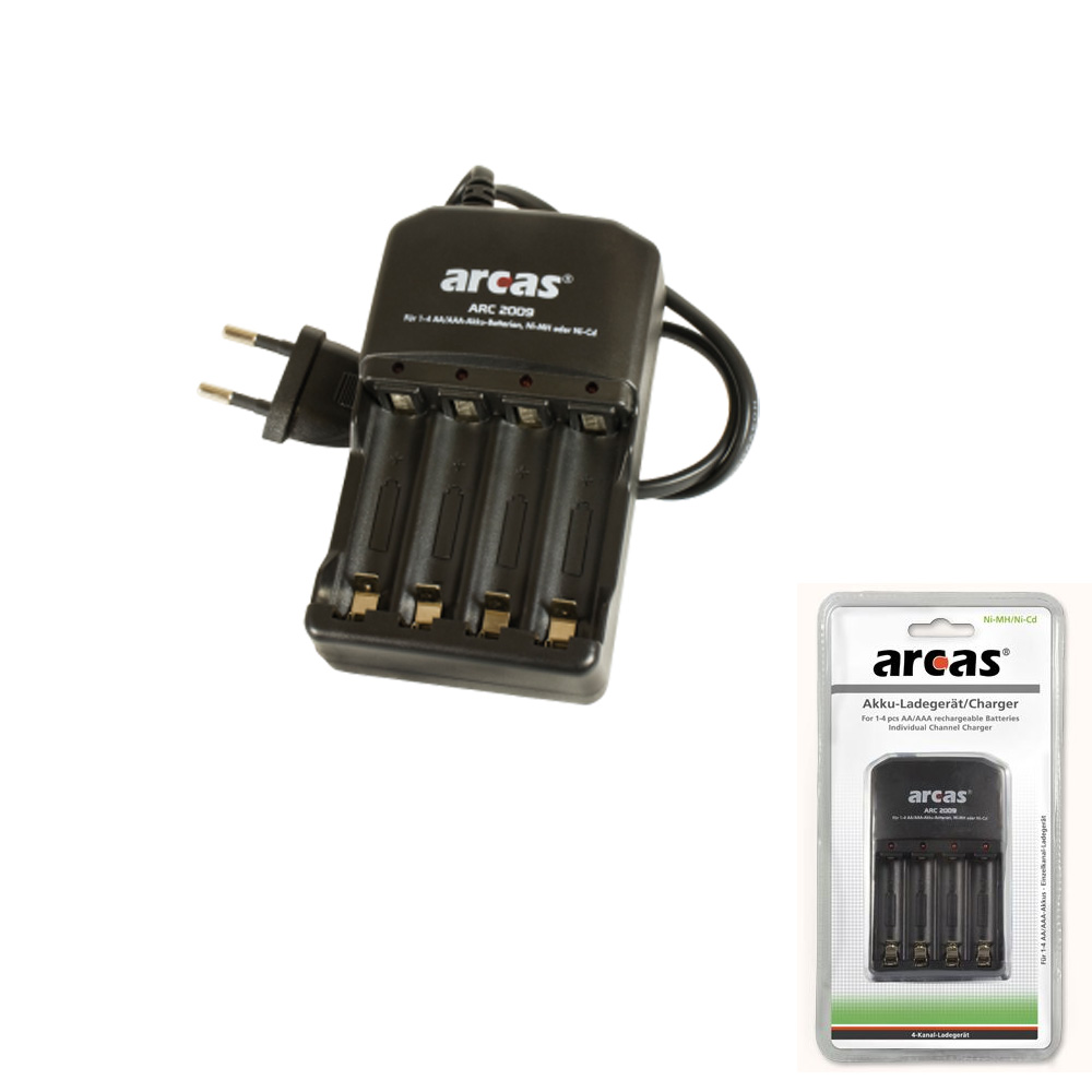 Batterie Ladegerät ARCAS "ARC-2009" - bis zu 4 Zellen AA oder AAA - Einzelkanalladung