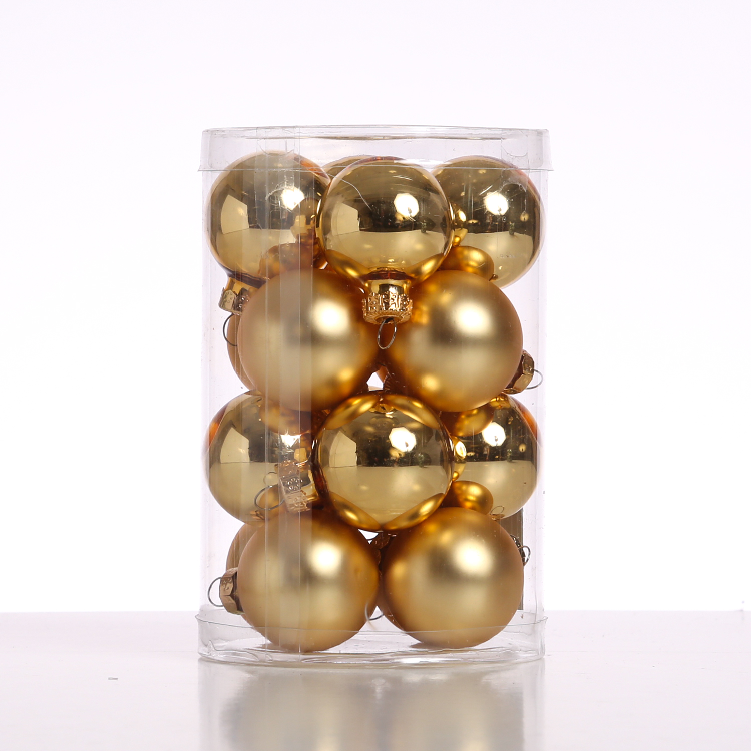 Christbaumkugel - Glas - D: 3,5cm - glänzend und matt - gold - 16er Set