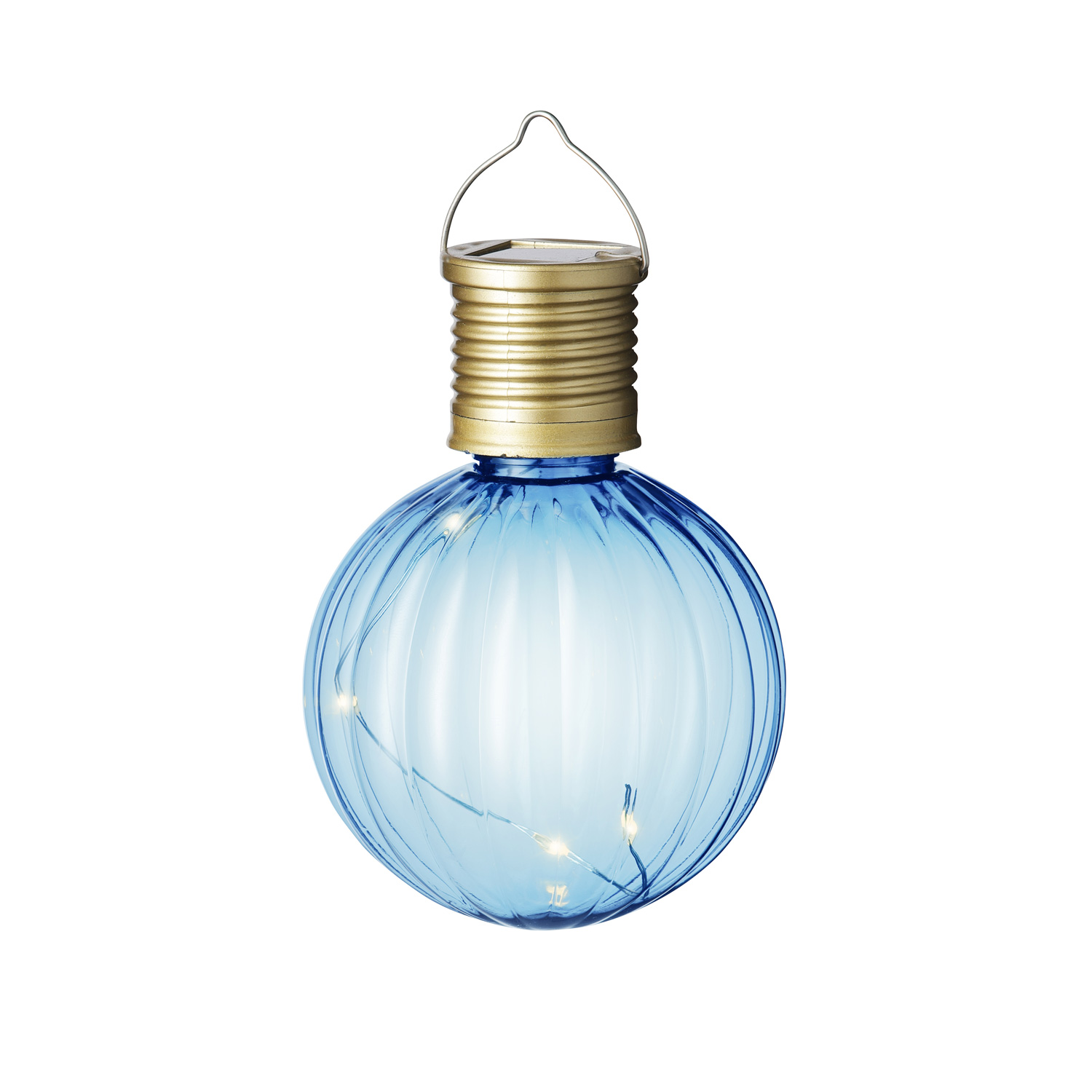 LED Solar Glühbirnen GLOW - Kugelleuchten - wamweiße LED - H: 11cm - Lichtsensor - blau - 4er Set
