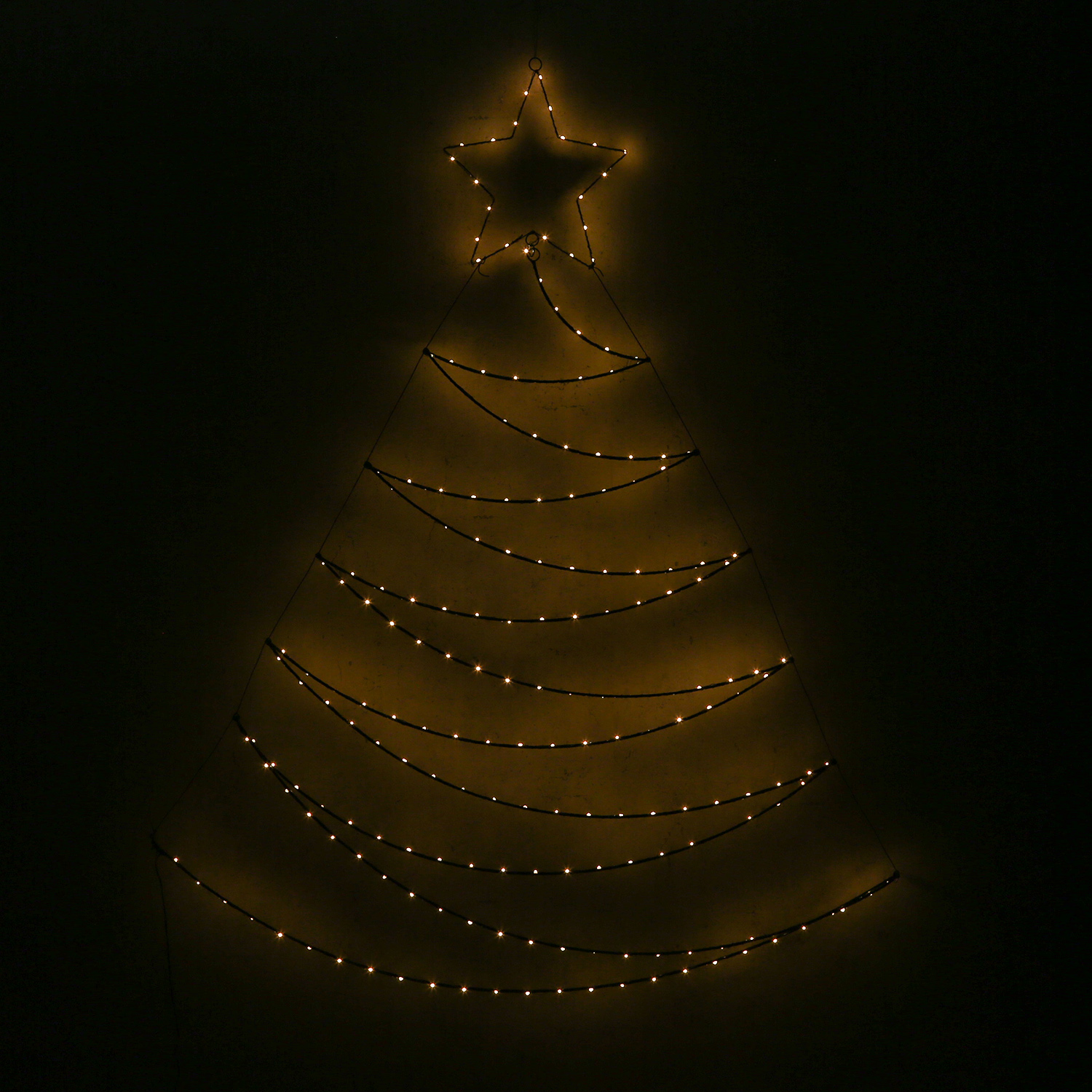 LED Tannenbaum - Wanddeko - zum Aufhängen - 200 bernsteinfarbene LED - H: 1,5m - Außentrafo