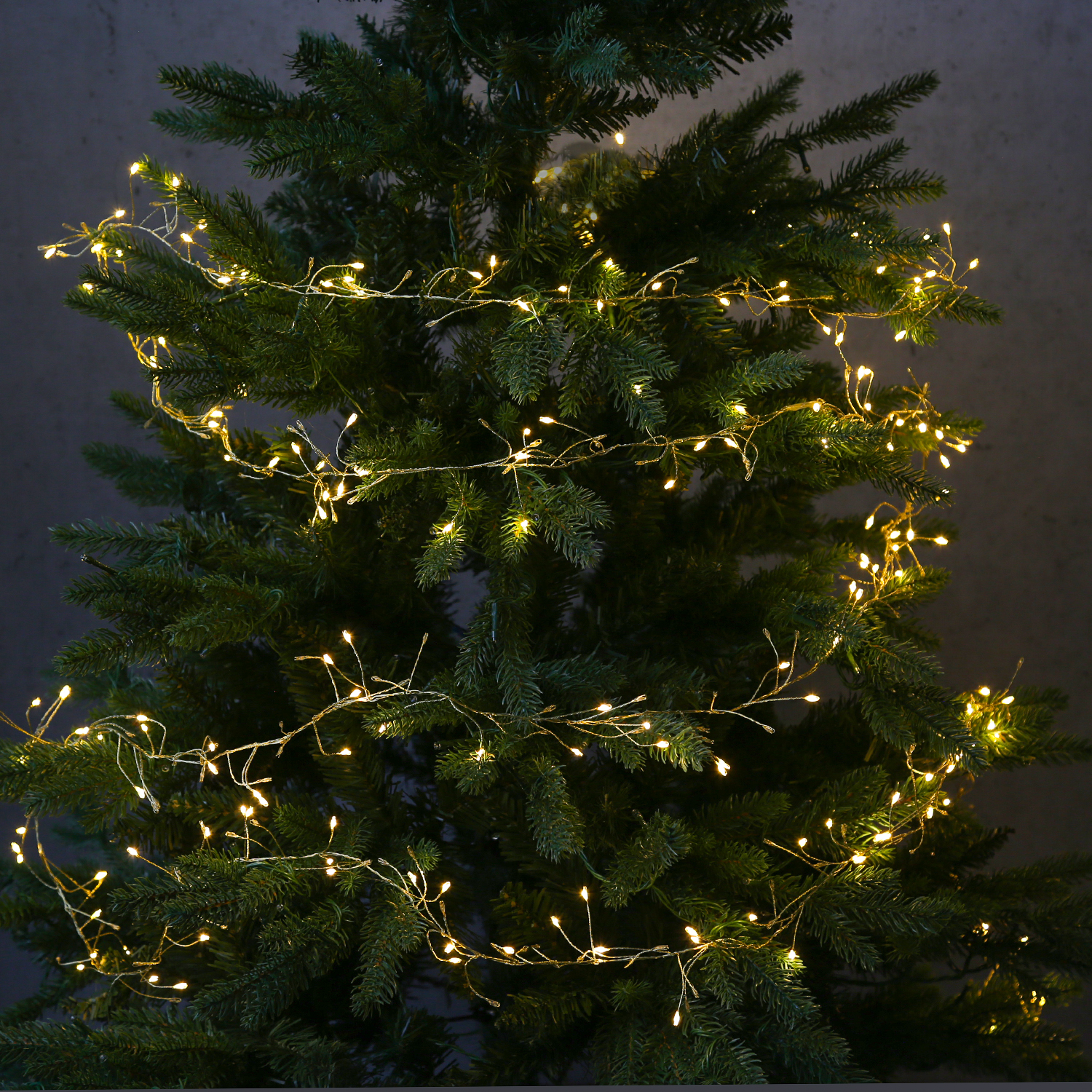 LED Draht Büschellichterkette Compact - 480 pink-/bernstein LED - L:6m - 8 Funktionen - Trafo - gold