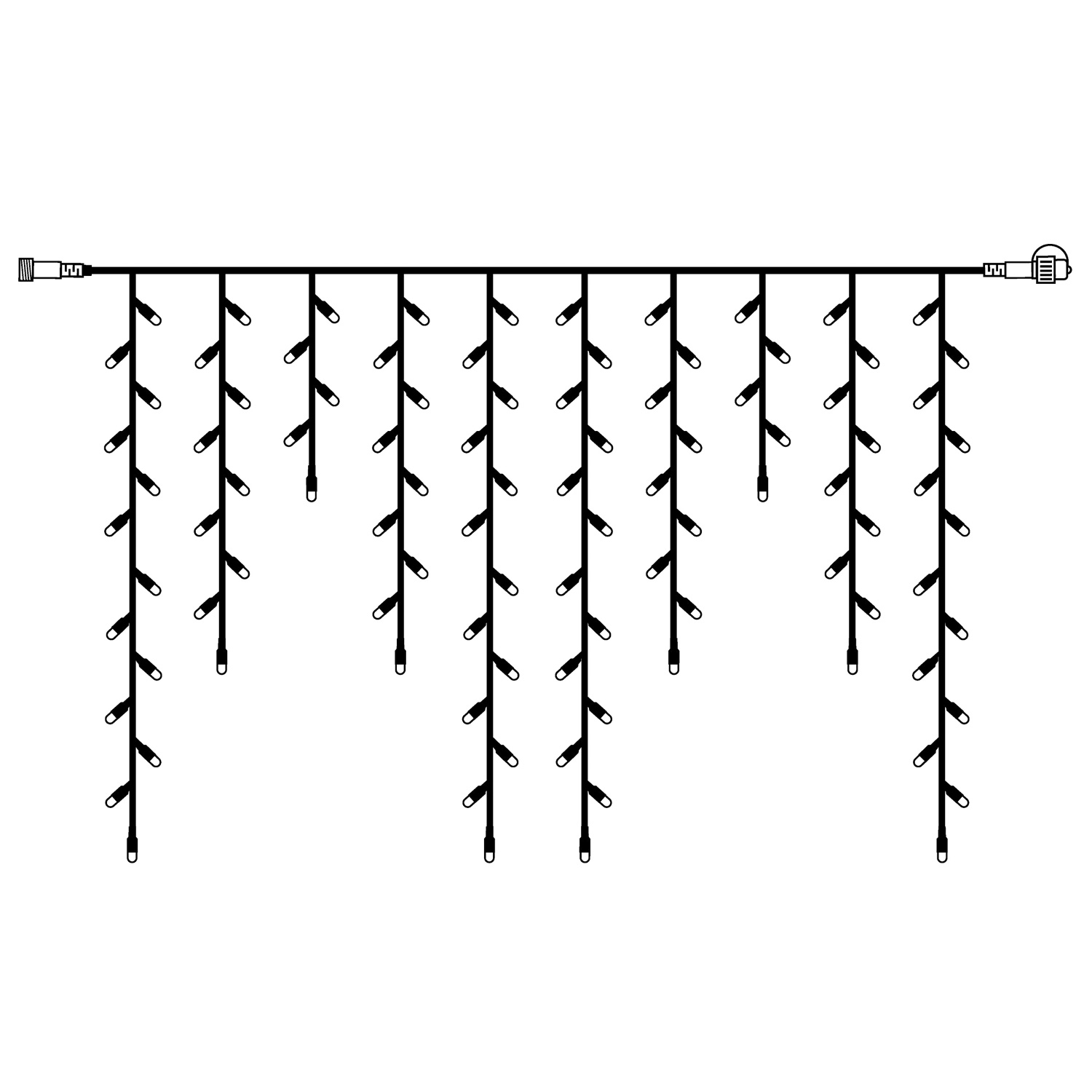 SYSTEM 24 KOMPLETT SET 14m - LED Lichtervorhang Eisregen 14x1m - Icicle für Dachrinne, Terrasse