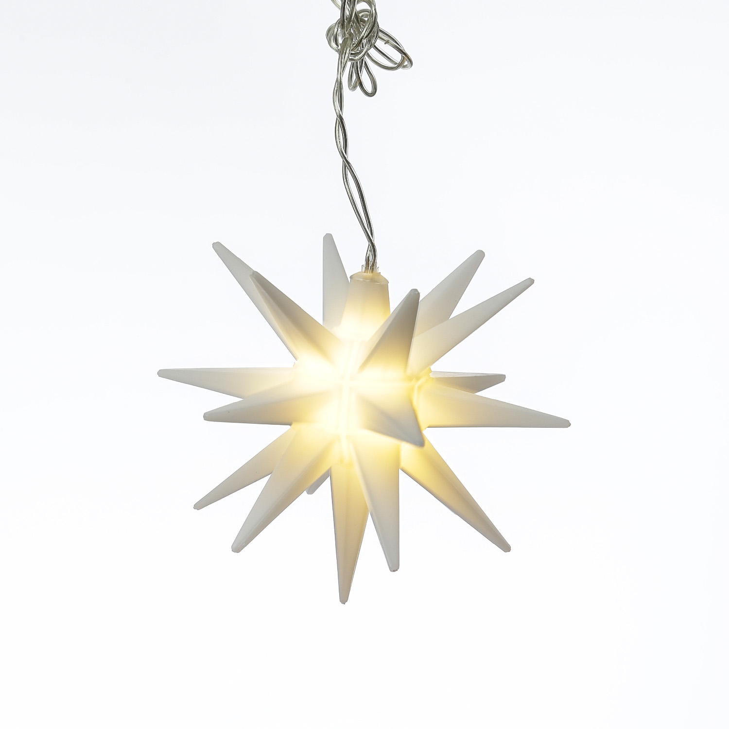LED Stern - Weihnachtsstern 3D - D: 12cm - Timer - Batteriebetrieb - für Innen/Außen - weiß