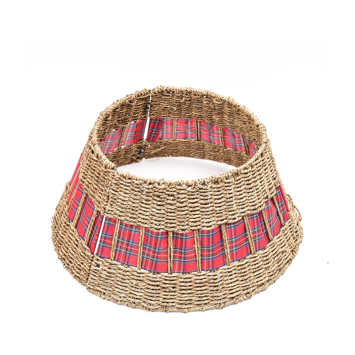 Weihnachtsbaumring - Korb aus Seegras - Verkleidung für Baumständer - D: 57cm - rund - natur, rot