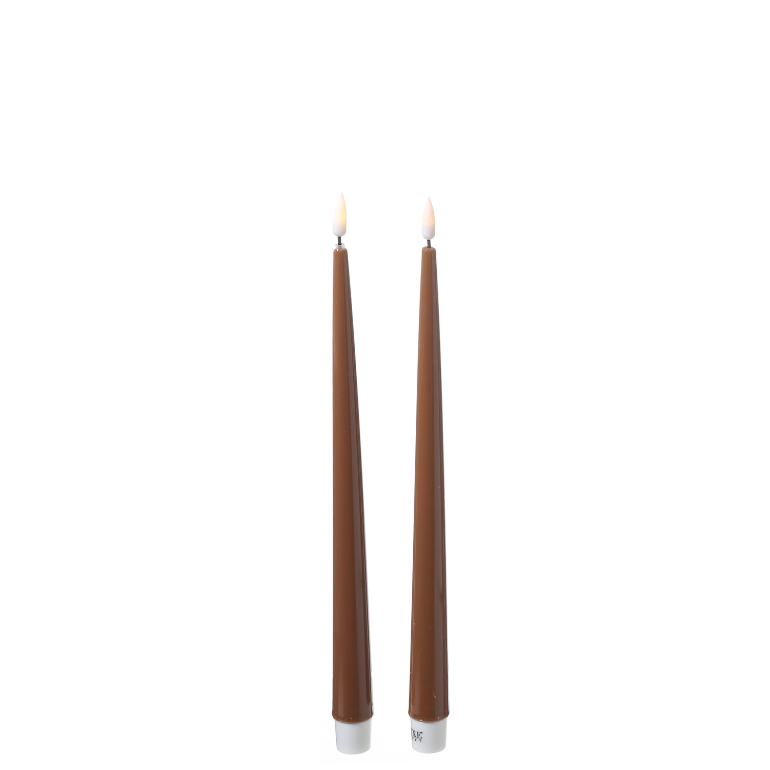 LED Stabkerzen ELLA - Echtwachs - realistische 3D Flamme - H: 28cm - karamell - 2 Stück