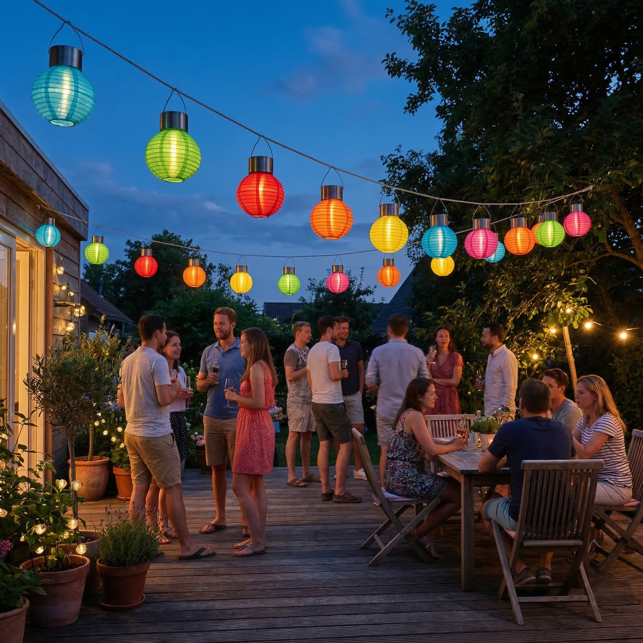 LED Solar Mini Lampion - kaltweiße LED - H: 9,5cm - D: 7cm - Lichtsensor - grün