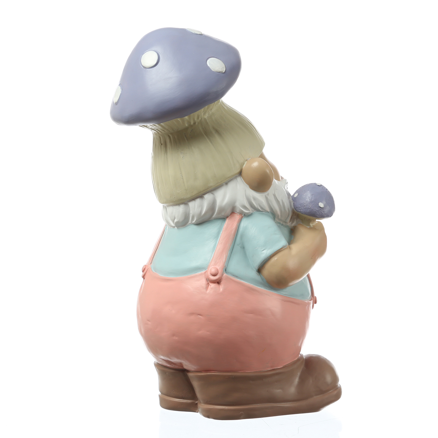 Gartenzwerg mit Fliegenpilz-Mütze - Zwerg mit Schaufel  - Gartenfigur aus Polyresin - H: 24,5cm