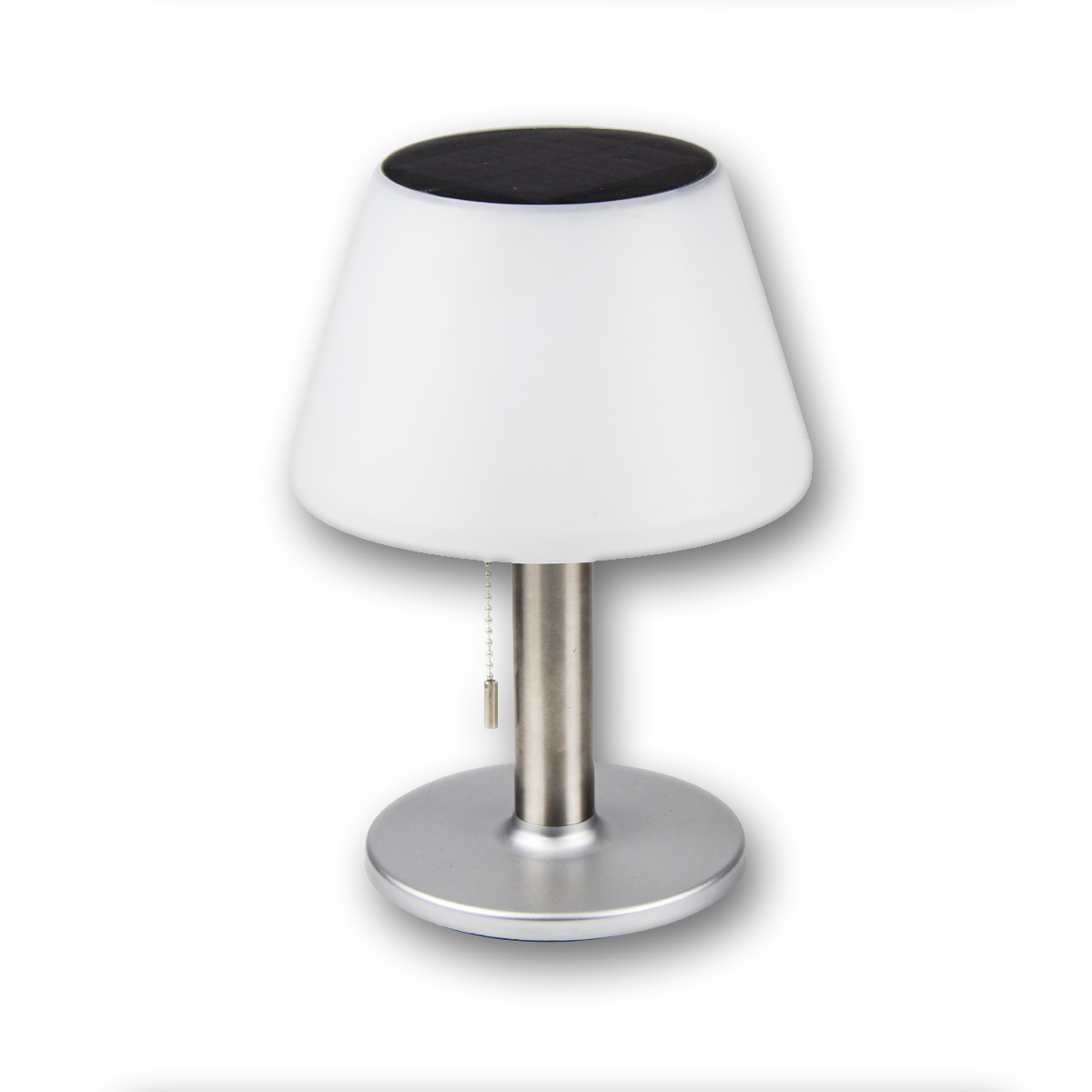 Tischleuchte mit Solarpanel und Batterie - D: 20cm x H: 28cm - warmweiss Tischleuchte mit Solarpanel und Batterie - D: 20cm x H: 28cm - warmweiss