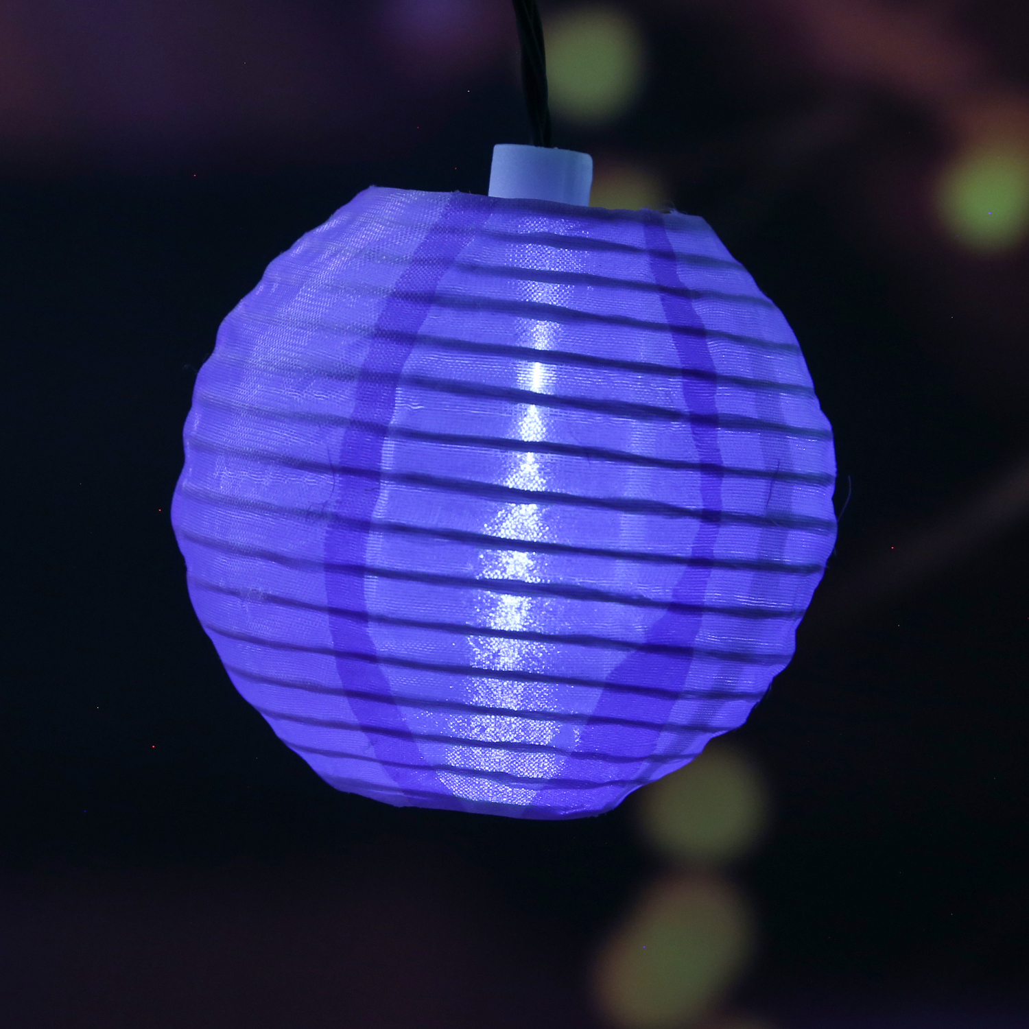 LED Solar Lichterkette LAMPION  - 10 kaltweiße LED - L: 3,92m - D: 7,5cm - Lichtsensor - bunt