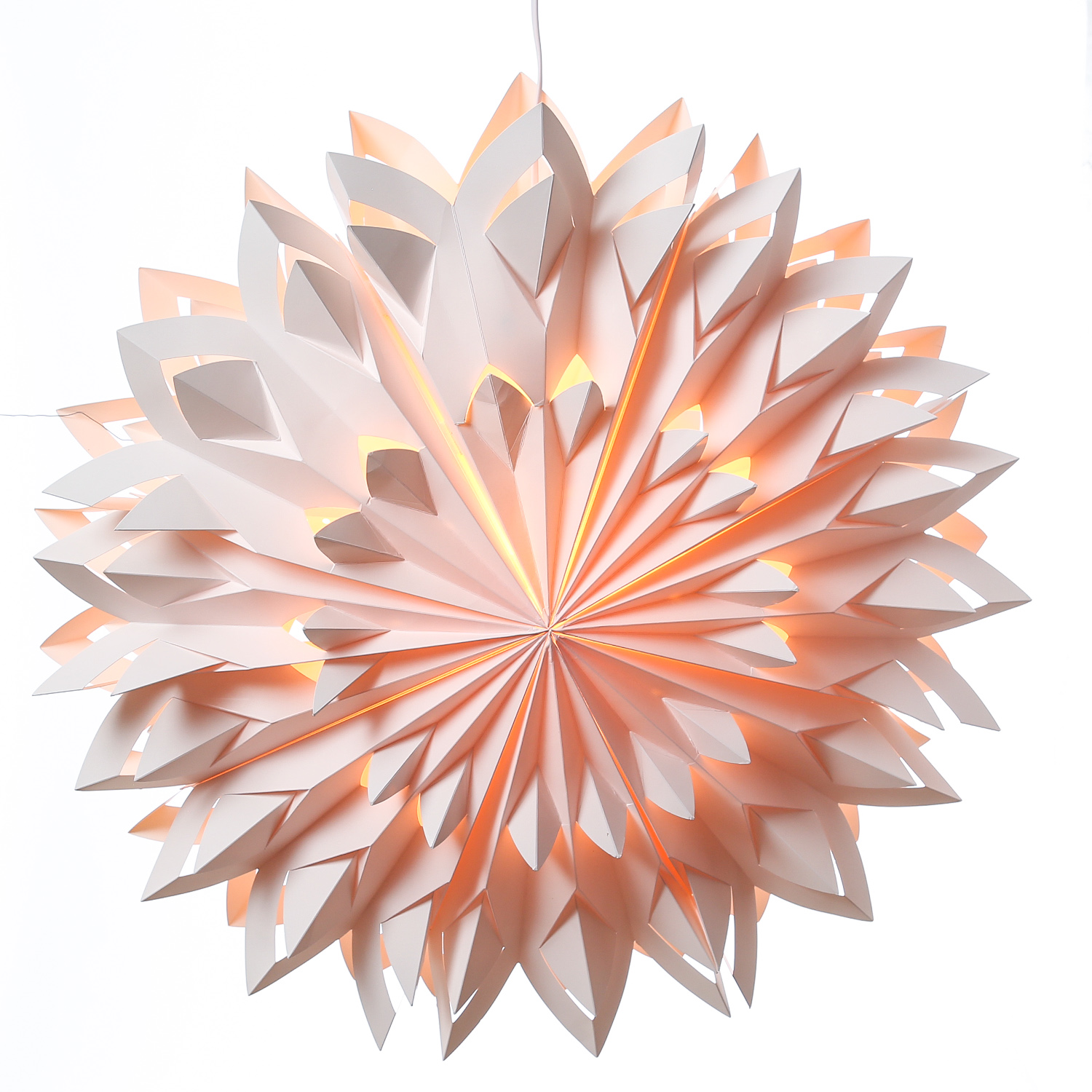 Papierstern EISBLUME - hängend - D: 70cm - inkl. E14 Fassung und Kabel - weiß