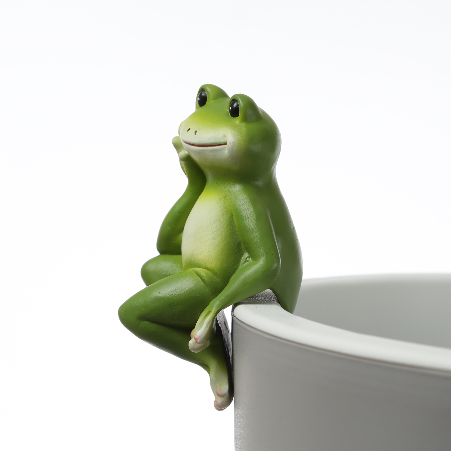 Blumentopfhänger Frosch - niedliche Dekofigur als Topfhänger - Tierfigur - Polyresin - H: 10cm