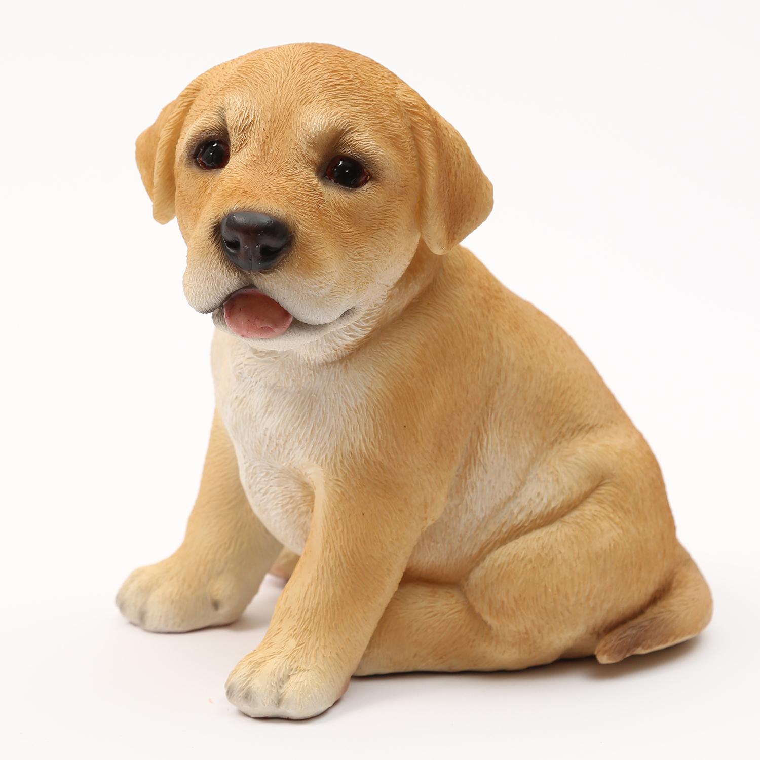 Gartenfigur Hund LEO - Dekofigur - Labrador Welpe - Polyresin - H: 16,5cm - braun, weiß