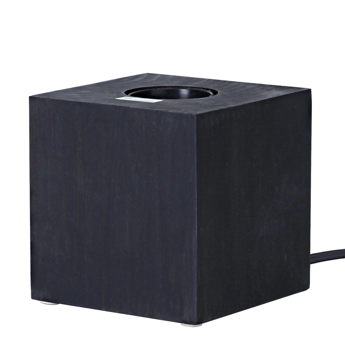 Lampenhalterung KUB - Tischleuchte - E27 - H: 9cm - stehend - Kabel mit Schalter - Holz - schwarz