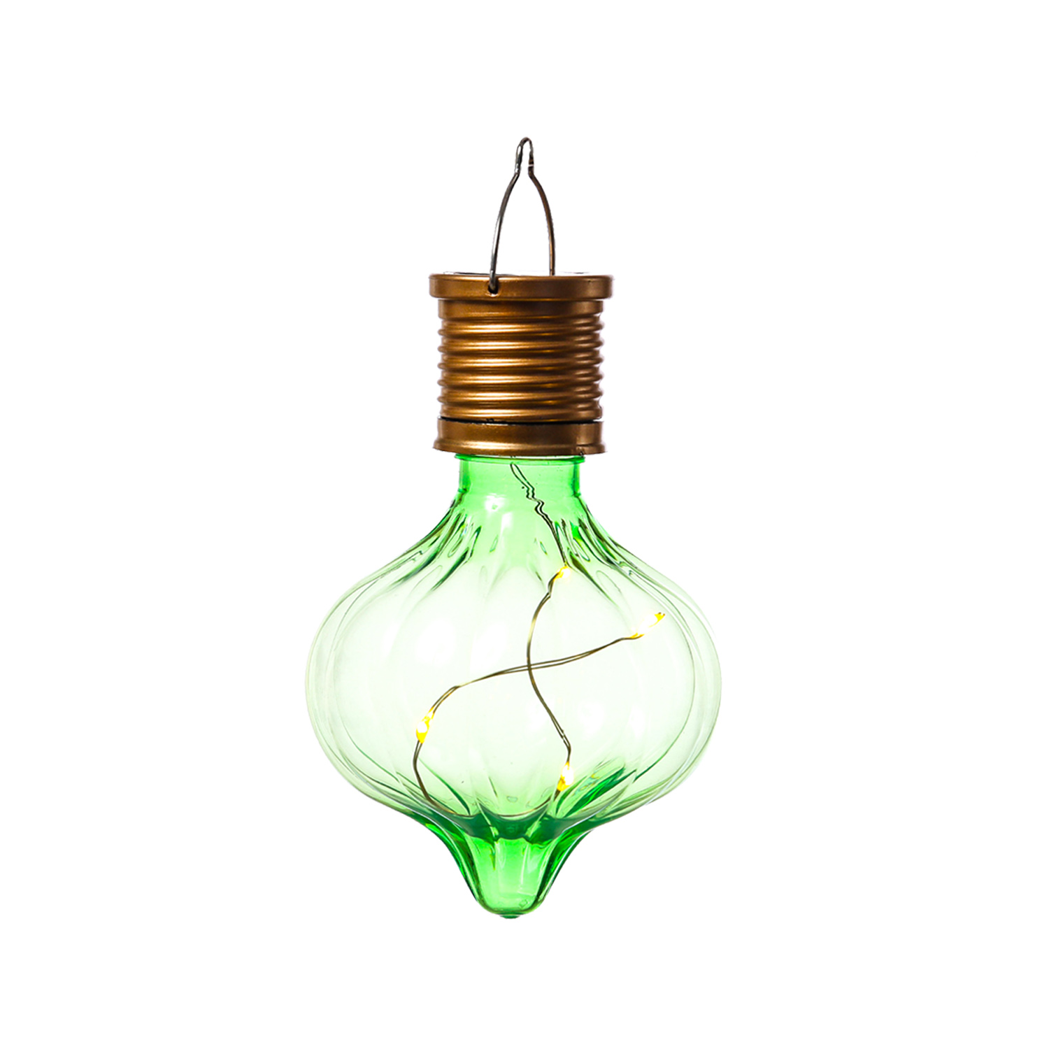 LED Solar Glühbirnen GLOW - Kugelleuchte - warmweiße LED Drahtlichterkette - H: 11,7cm - bunt - 4St.