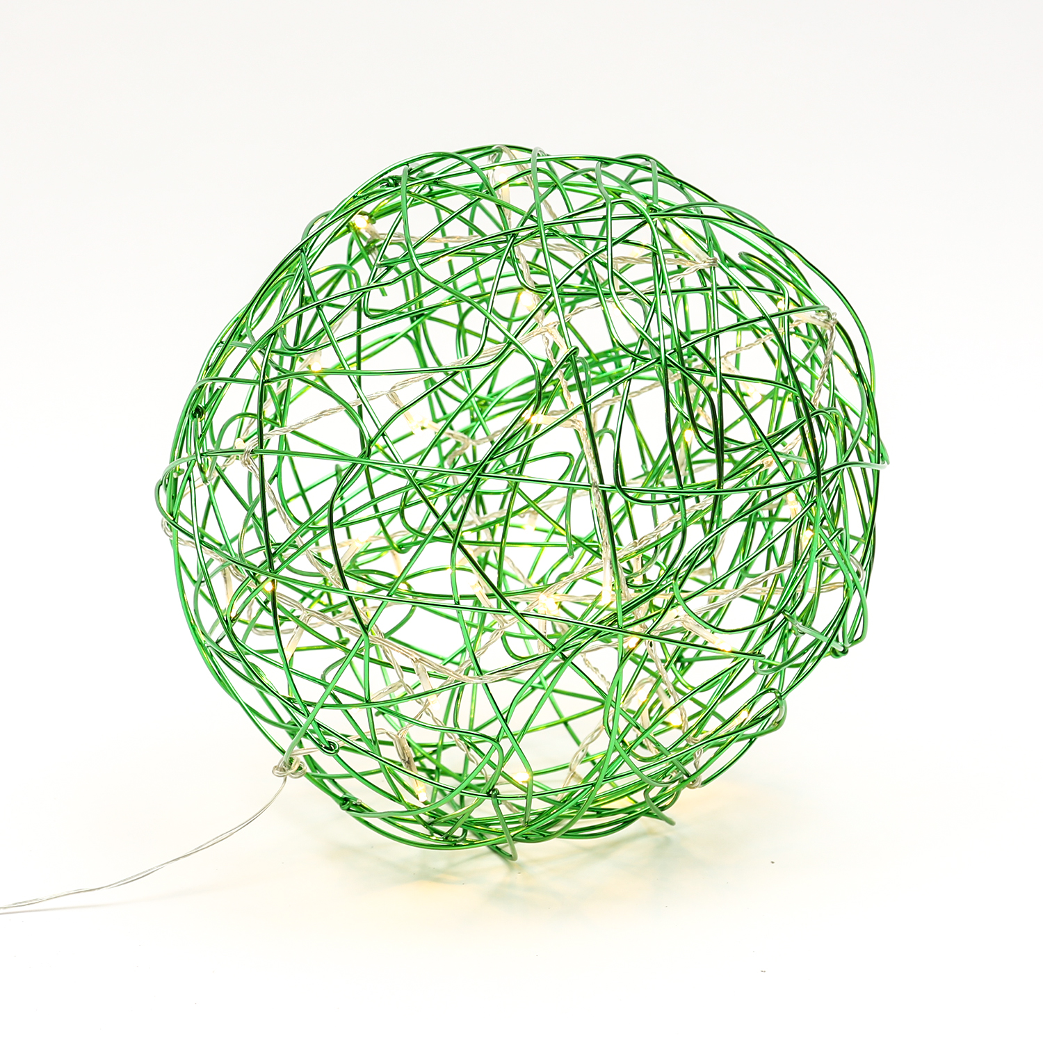 LED 3D Design Drahtkugel TRASSEL - 50 warmweiße LED - D: 30cm - für Innen und Außen - grün