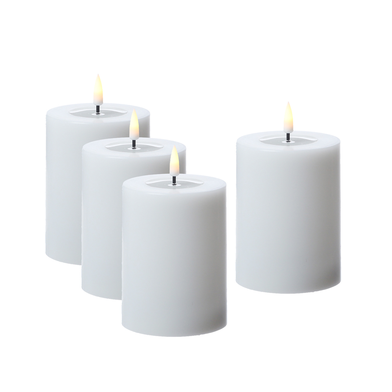 LED Kerzenset MIA - Echtwachs - H: 10cm/D: 7,5cm - mit Batterien/Fernbedienung - weiß - 4er Set