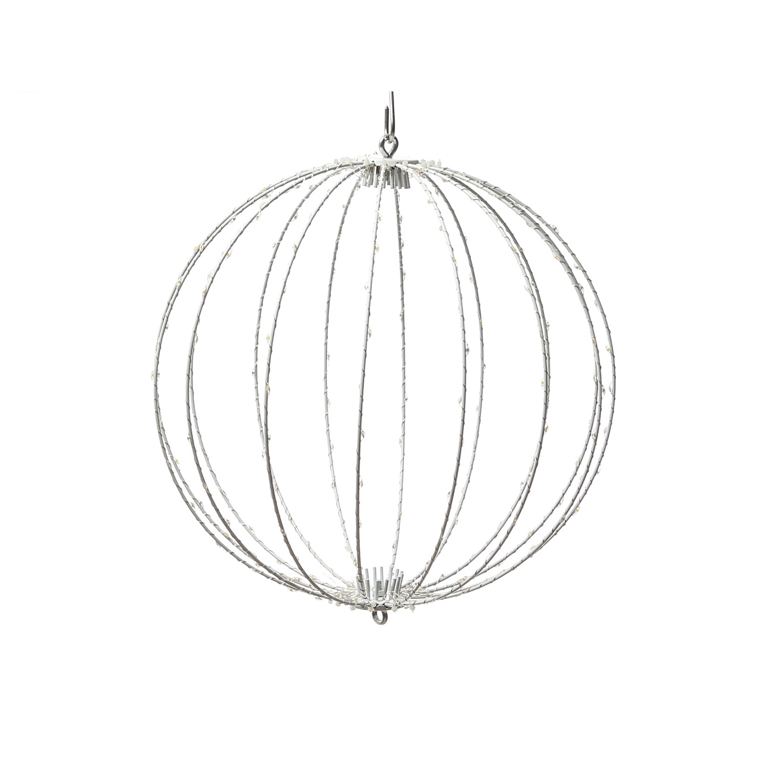 LED Drahtkugel - 3D Leuchtkugel - D: 38cm - 240 warmweiße LED - faltbar - 8 Modi/Timer - Innen/Außen