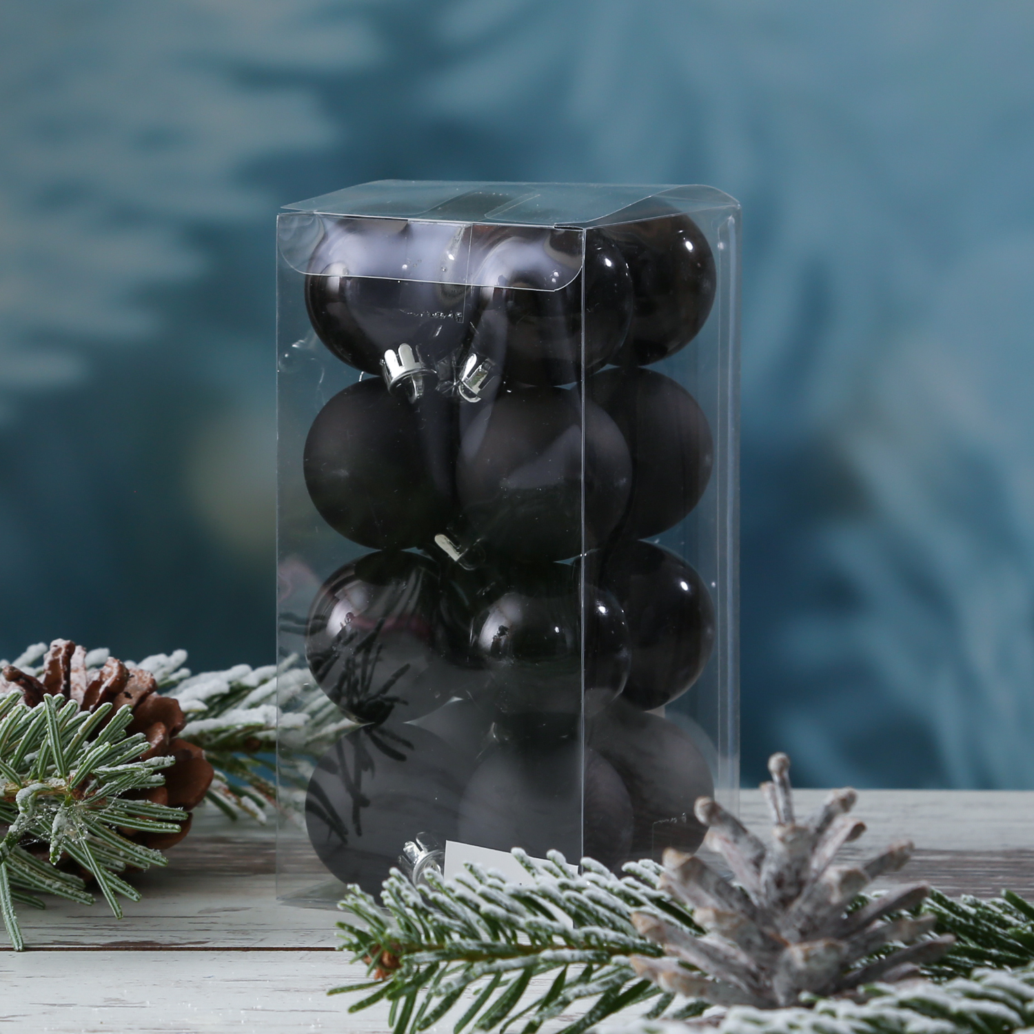 Christbaumkugel - Weihnachtskugel - bruchfest - D: 4cm - glänzend und matt - schwarz - 16er Set