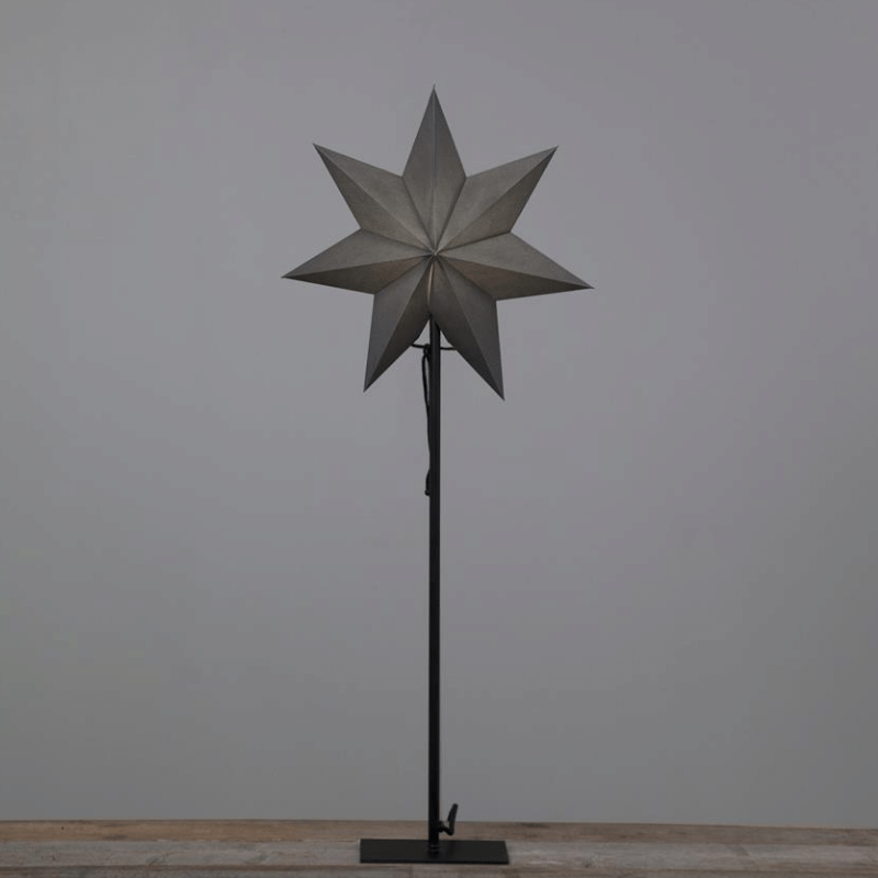 Papierstern "Ozen" - stehend - 7-zackig - Ø 55cm, H: 75cm - E14 Fassung - inkl. Kabel - anthrazit