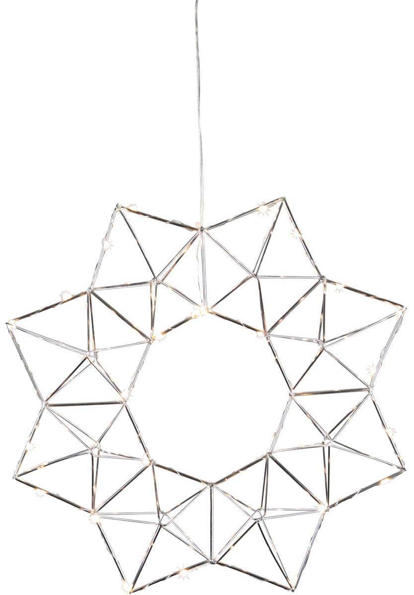 LED-Drahtstern "Edge" - hängend - 30 warmweiße LEDs - Ø: 40cm - silber