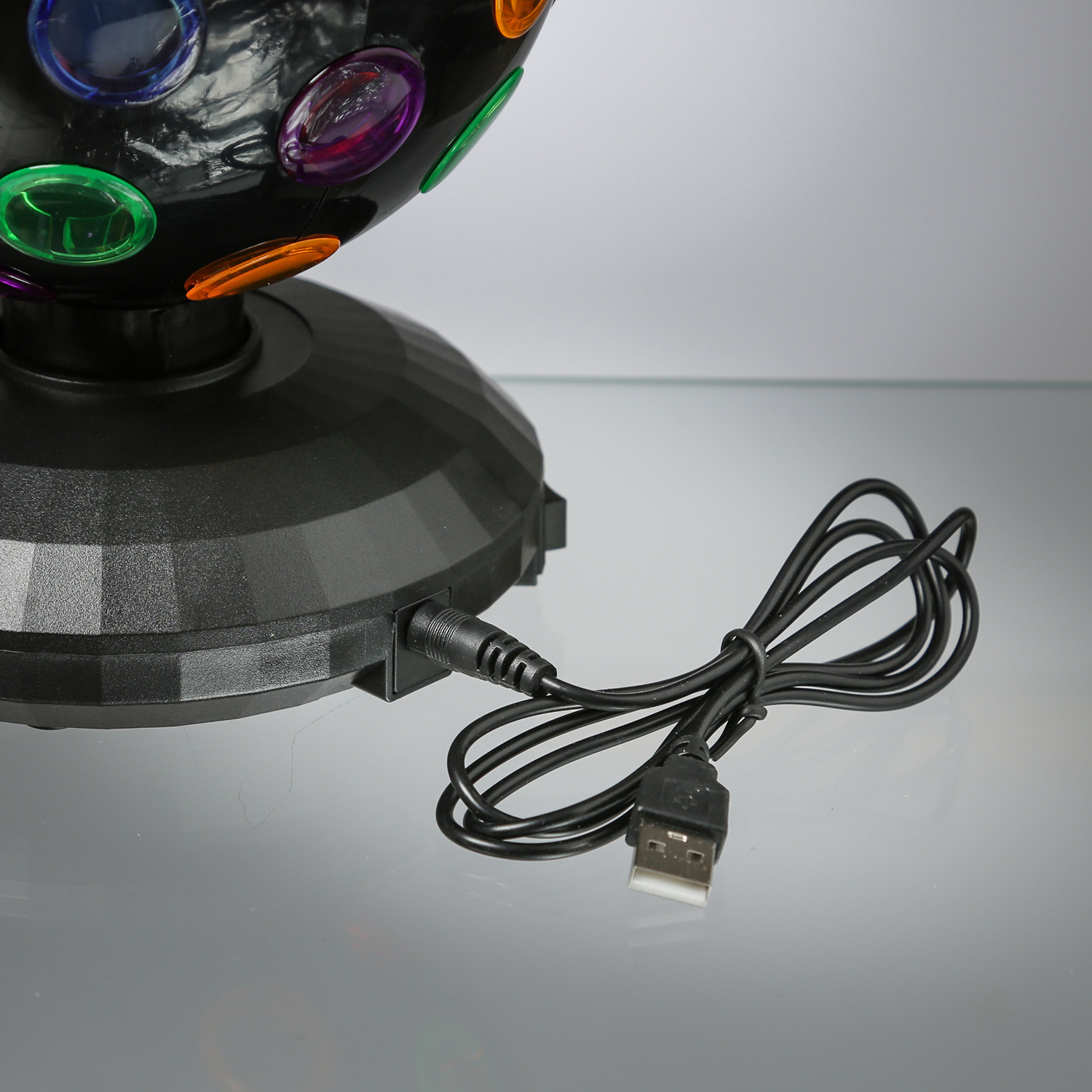Disco Ball Lichteffekt - Partyeffekt - drehendes Discolicht - H 21cm - Batteriebetrieb/USB Kabel