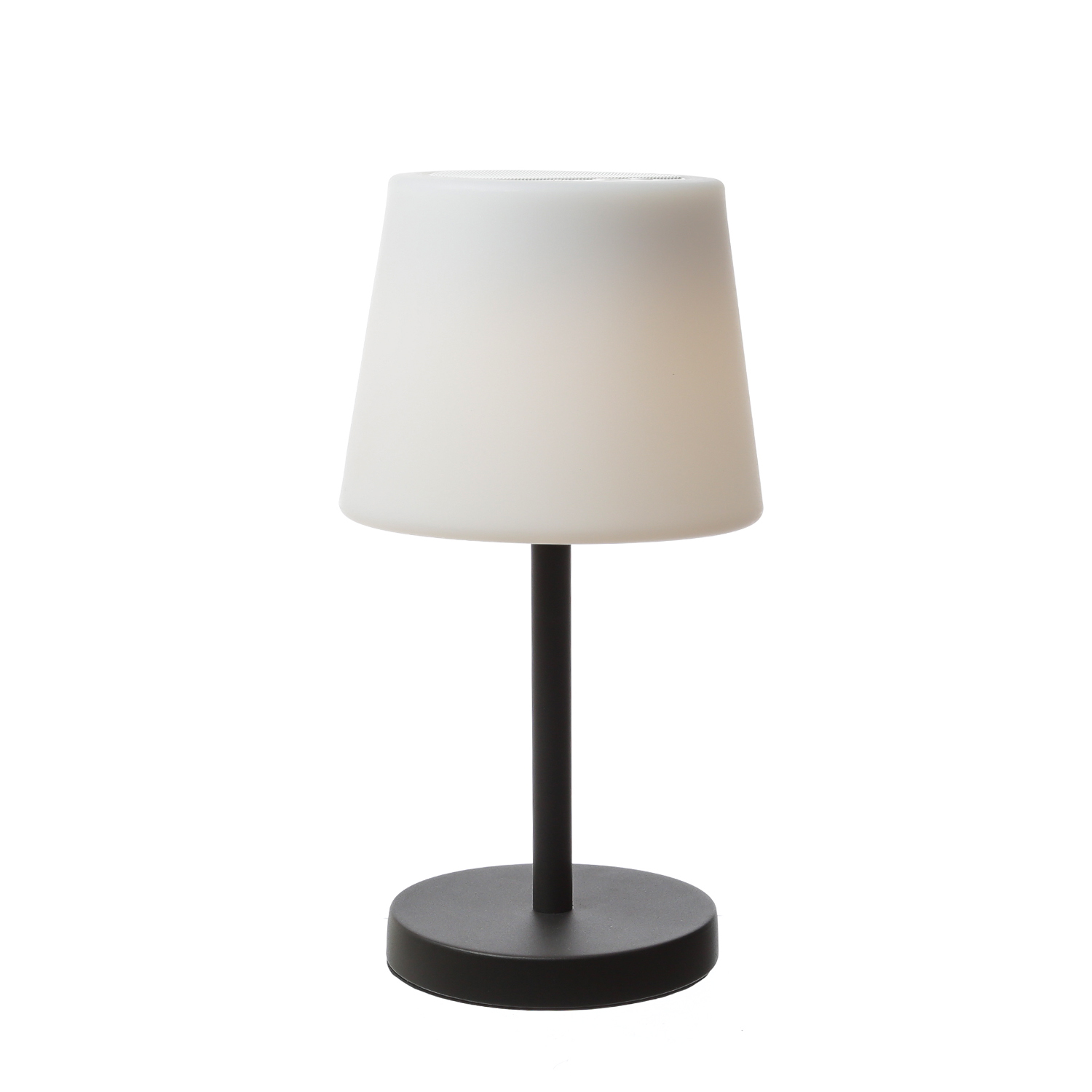 LED Tischlampe mit Lautsprecher - Bluetooth - wiederaufladbar - H: 38cm - für Terrasse, Balkon