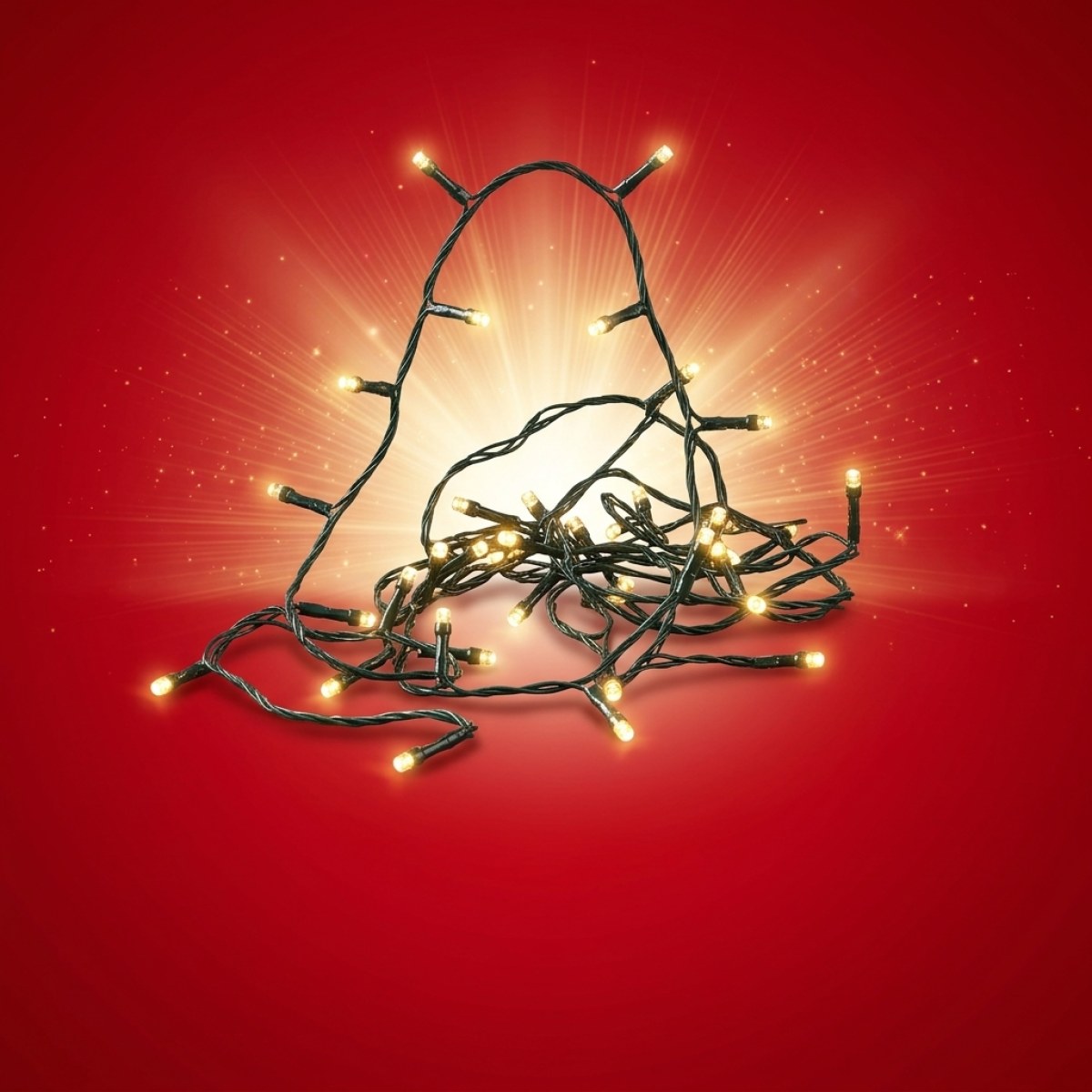 LED Lichterkette - 300 ultra warmweiße LED - 8 Funktionen - L: 16m - Trafo - Außen - grünes Kabel