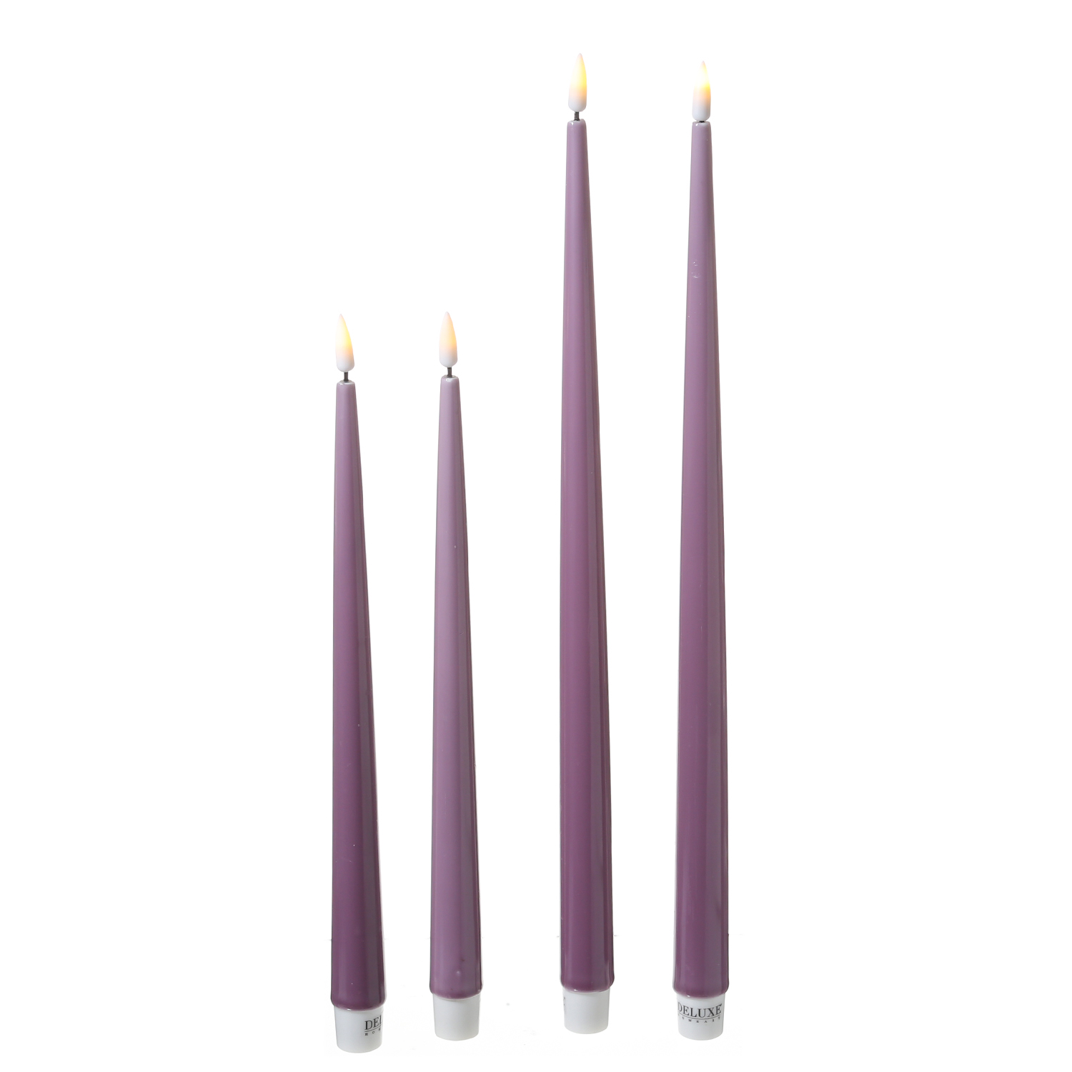 LED Stabkerzen ELLA - Echtwachs - realistische 3D Flamme - H: 28cm - flieder - 2 Stück