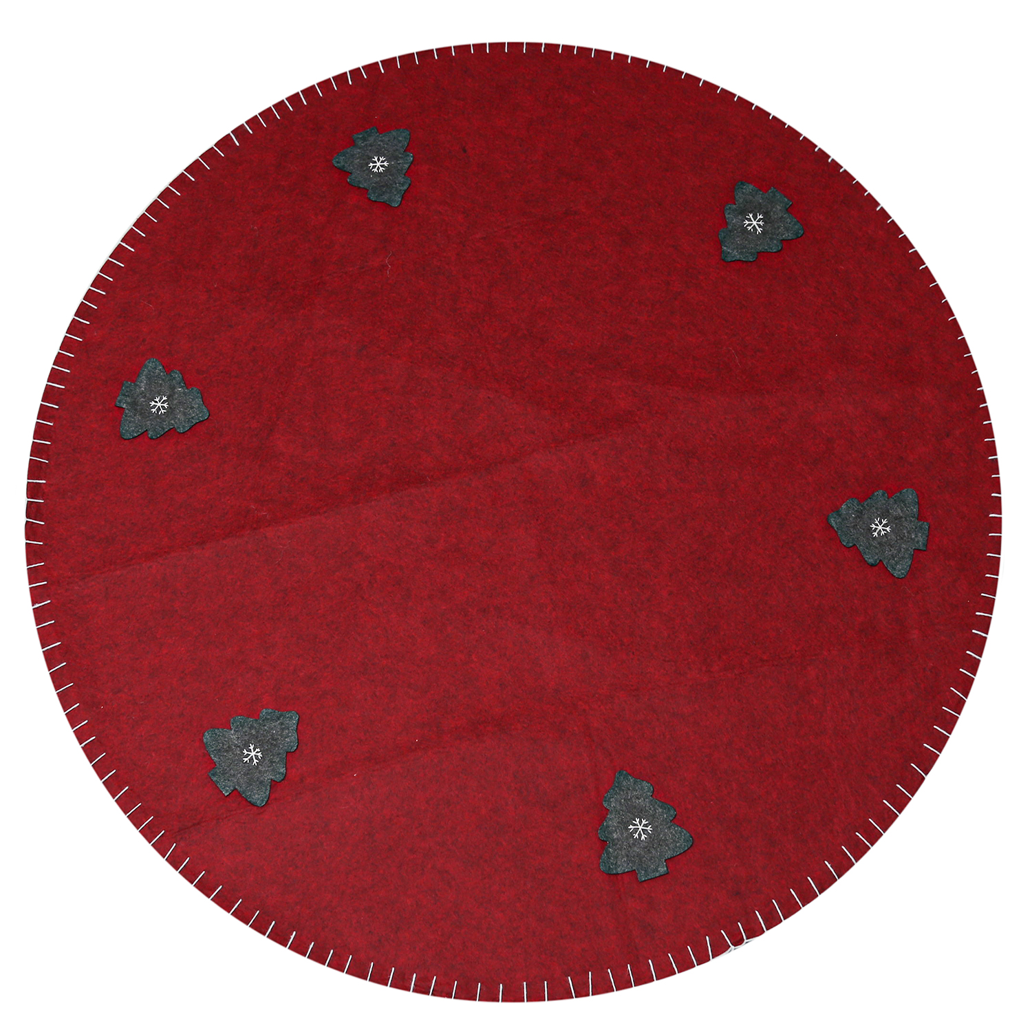 Weihnachtsbaumdecke - grauer Weihnachtsbaum - Filz - D: 98cm - rund - rot