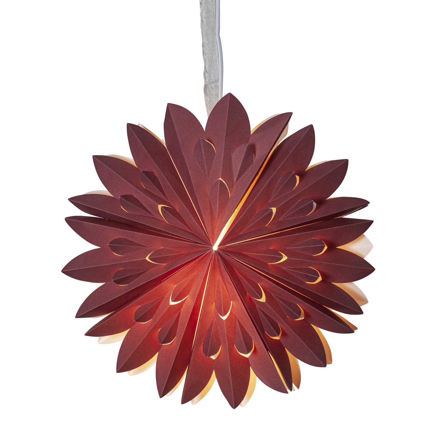 Papierstern CLIPP - hängend - D: 40cm - mit Band - Papier - rot