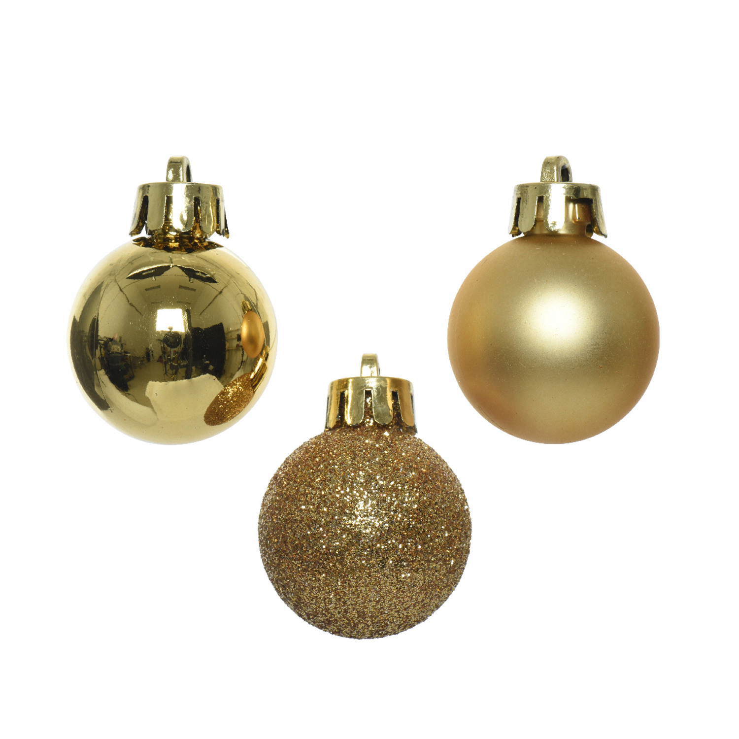 Christbaumkugel - Weihnachtskugel - bruchfest - D: 3cm - glänzend matt glitzernd - gold - 14er Set