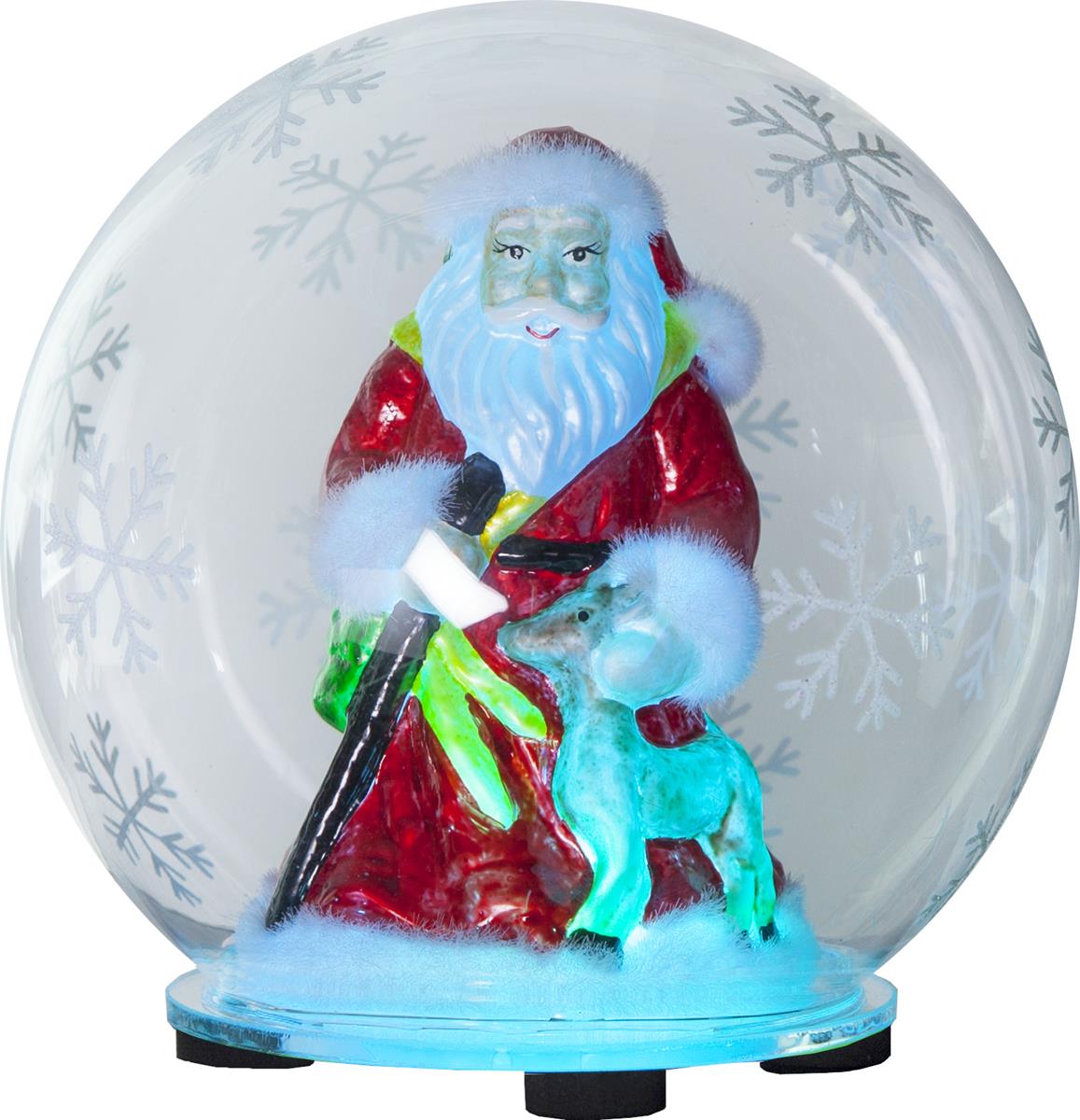 LED Deko Kugel "Bubble" Weihnachtsmann - RGB Farbwechsel - D: 12cm, H: 13,5cm - Batteriebetrieb