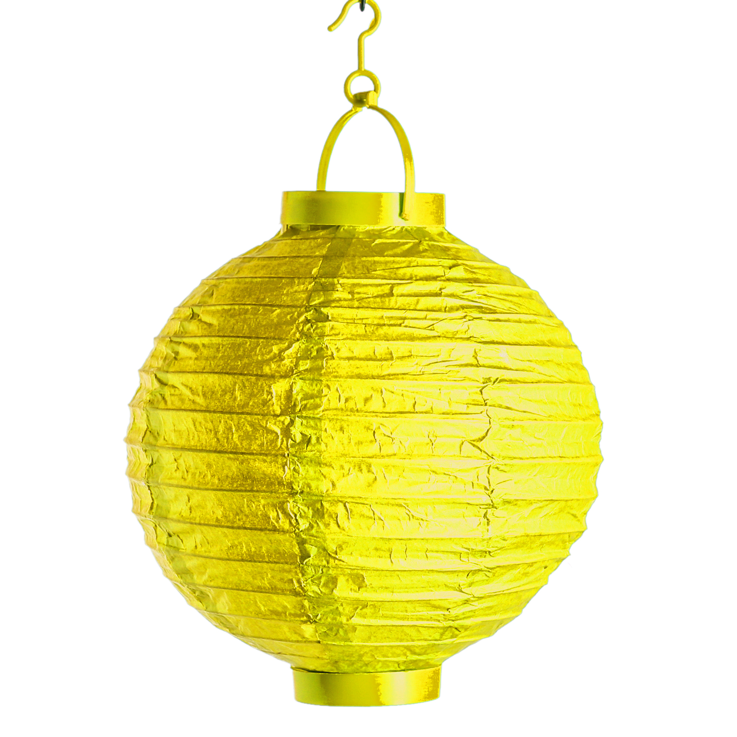 LED Solar Lampion - kaltweisse LED - H- 23cm - D- 20cm - Lichtsensor - gelb