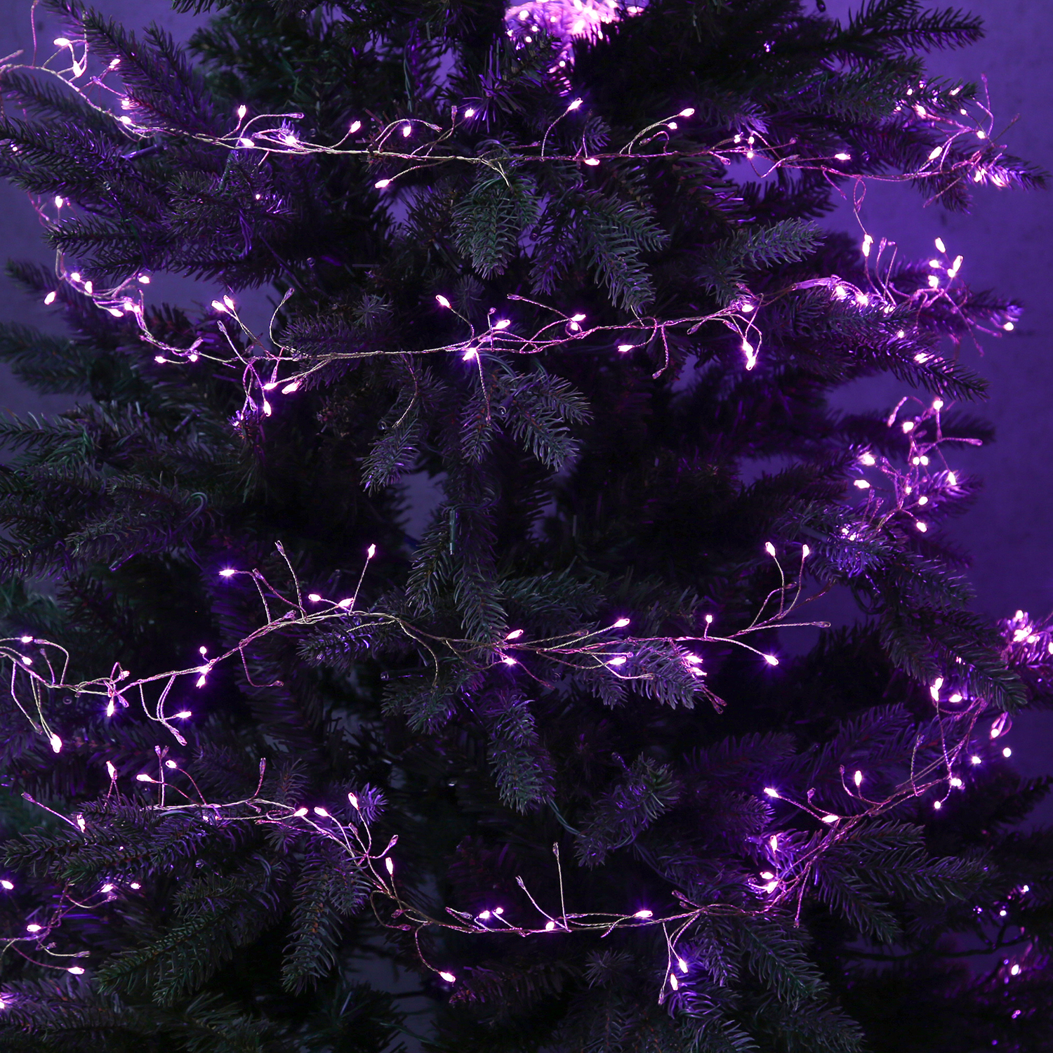 LED Draht Büschellichterkette Compact - 480 pink-/bernstein LED - L:6m - 8 Funktionen - Trafo - gold