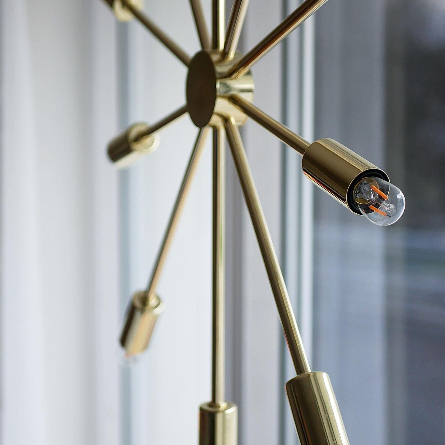 Hängeleuchte/Sternleuchte "PIX" - 9 Sockel - E14 Fassung - H: 56cm, L: 50cm - goldfarben