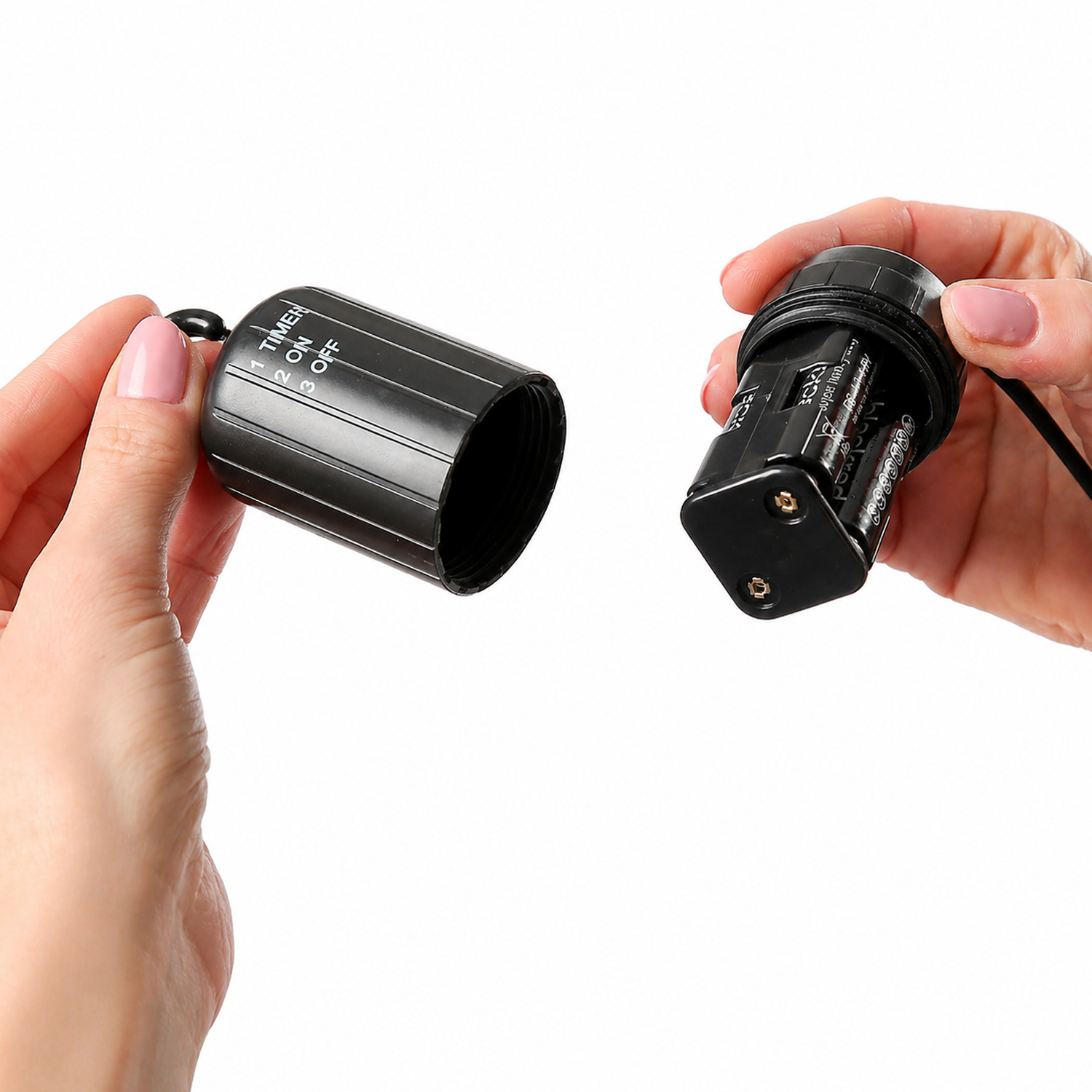 LED Hängeleuchte - Lampenschirm aus Kunststoffseil - D: 24,5cm - Batterie - Timer - outdoor