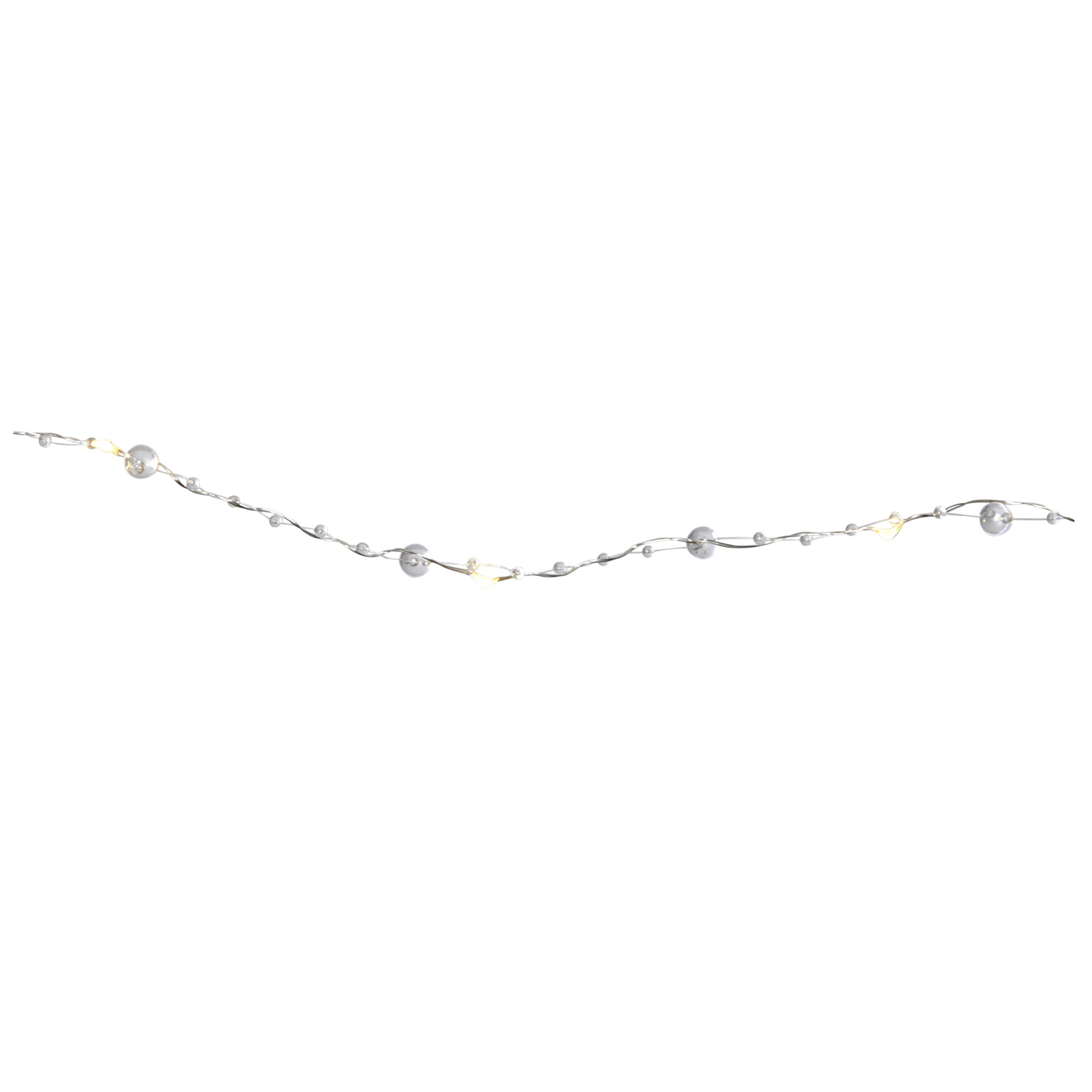 LED Perlenlichterkette "Dew Drop" - 20 warmweiße LED - silberner Draht - 1,9m - Batterie - Timer