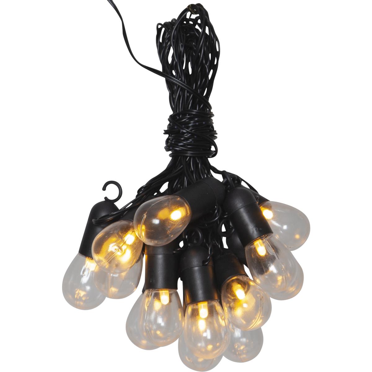 LED Partylichterkette - 16 kleine transparente Kugeln - L: 4,5m - schwarzes Kabel - outdoor