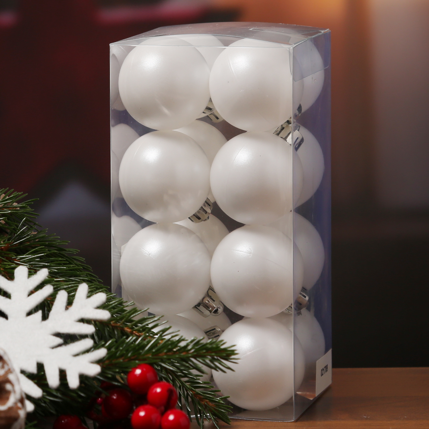 Christbaumkugel - Weihnachtsbaumkugel - bruchfest - D: 4cm - matt - weiß - 16er Set