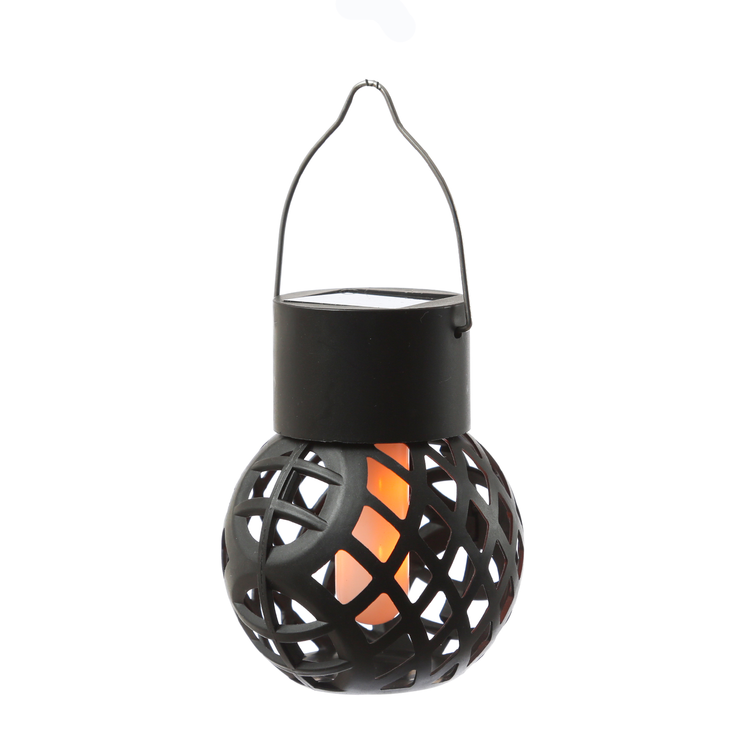 LED Solar Hängeleuchte Feuerball - Kugelleuchte mit Flammeneffekt - H: 9cm - Sensor - 4 Stück
