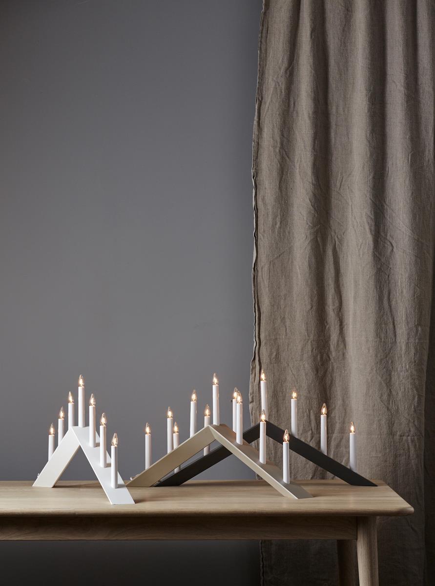 Fensterleuchter ARROW - 7 warmweiße Glühlampen - L: 69cm, H: 36cm - Holz - Schalter - Schwarz